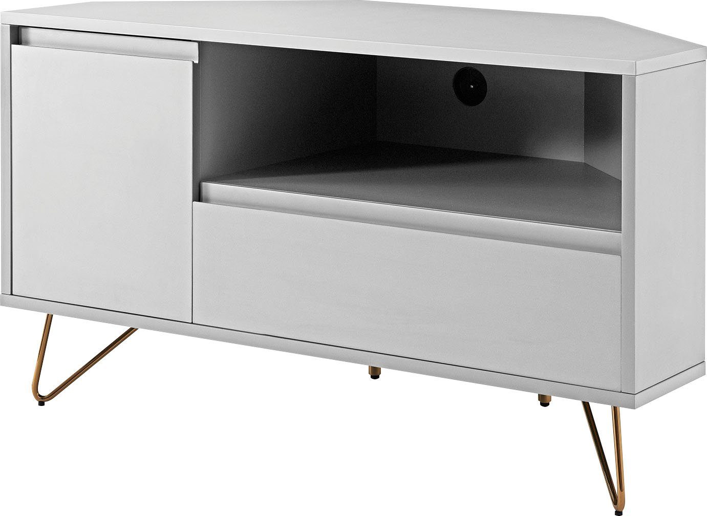 SalesFever Tv-meubel Hoekoplossing, tv-meubel mat gelakt, push-to-openfunctie