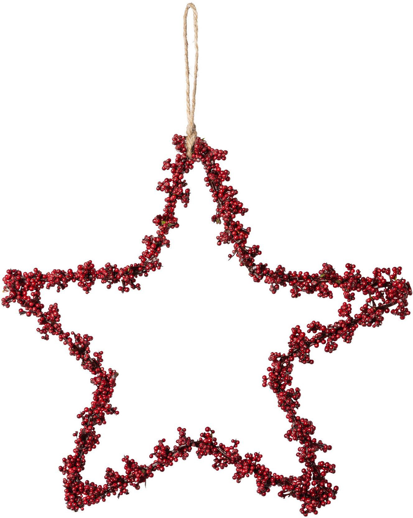 Creativ deco Sierster Kerstster, kerstversiering rood met mini-bessen, hangdecoratie, 6-delige set,...