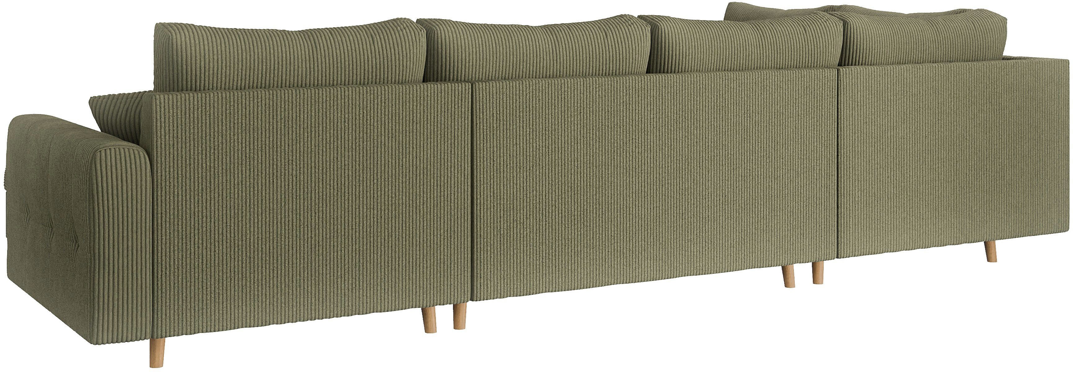 Home affaire Zithoek CHARRE U-vorm met ottomane, afmetingen B/D/H: 310/161/81 cm fijne stiksels, losse rug- en sierkussens, ook in cord en bouclé