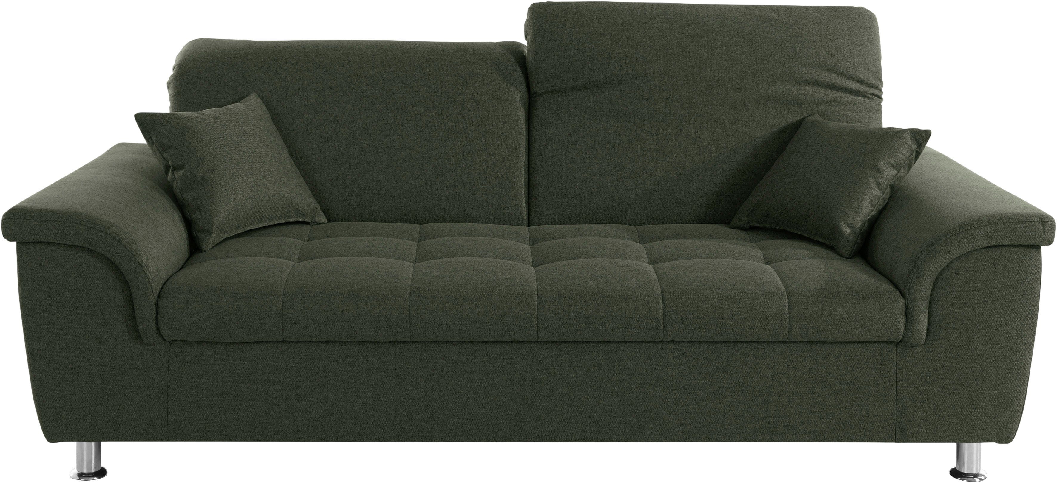 DOMO collection 2,5-zitsbank Franzi, tijdloos en elegant, moderne zittingstikking naar keuze met verstelbare hoofdsteun, inclusief sierkussen