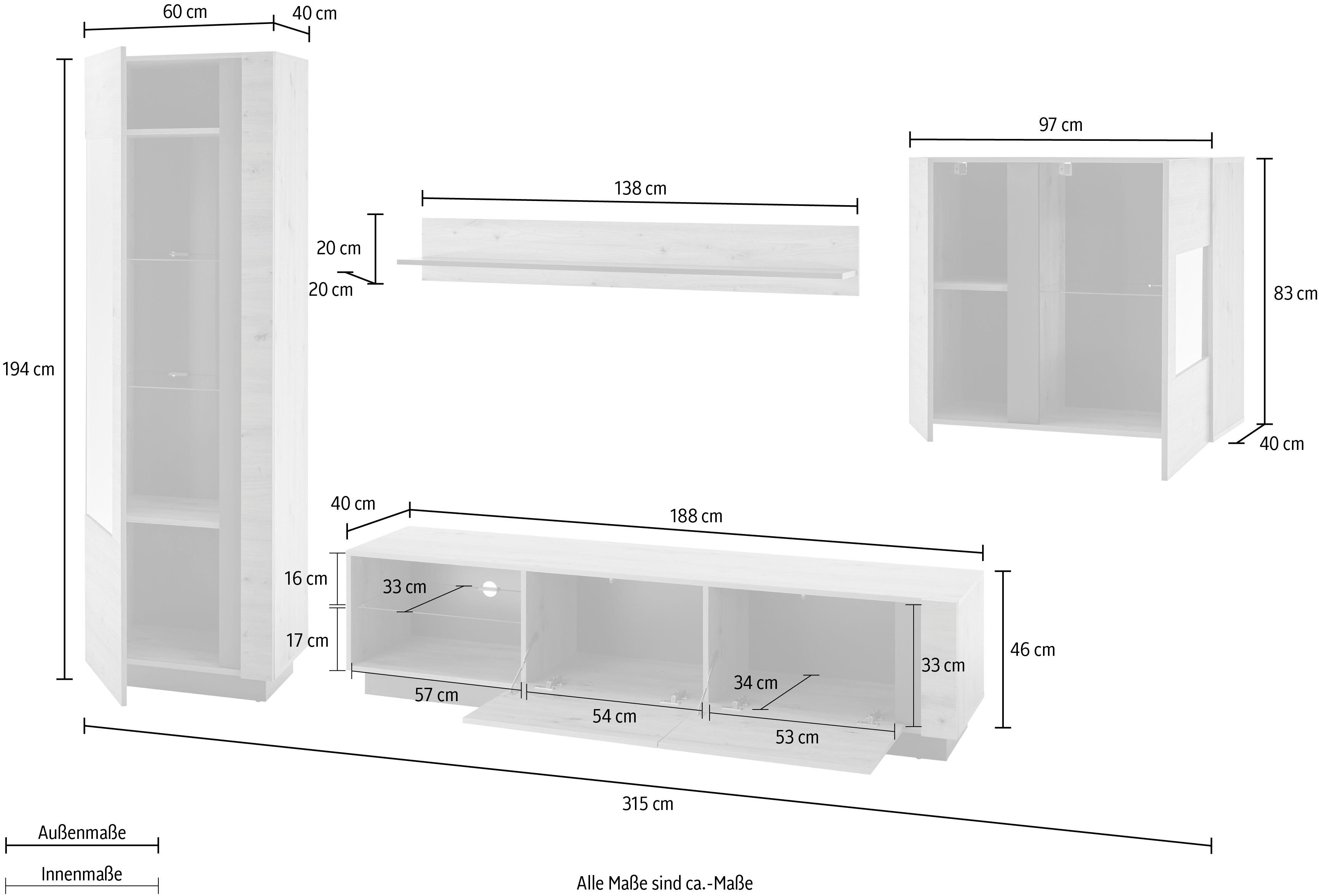 INOSIGN Wandmeubel CLAiR combi 23 (set, 4-delig)