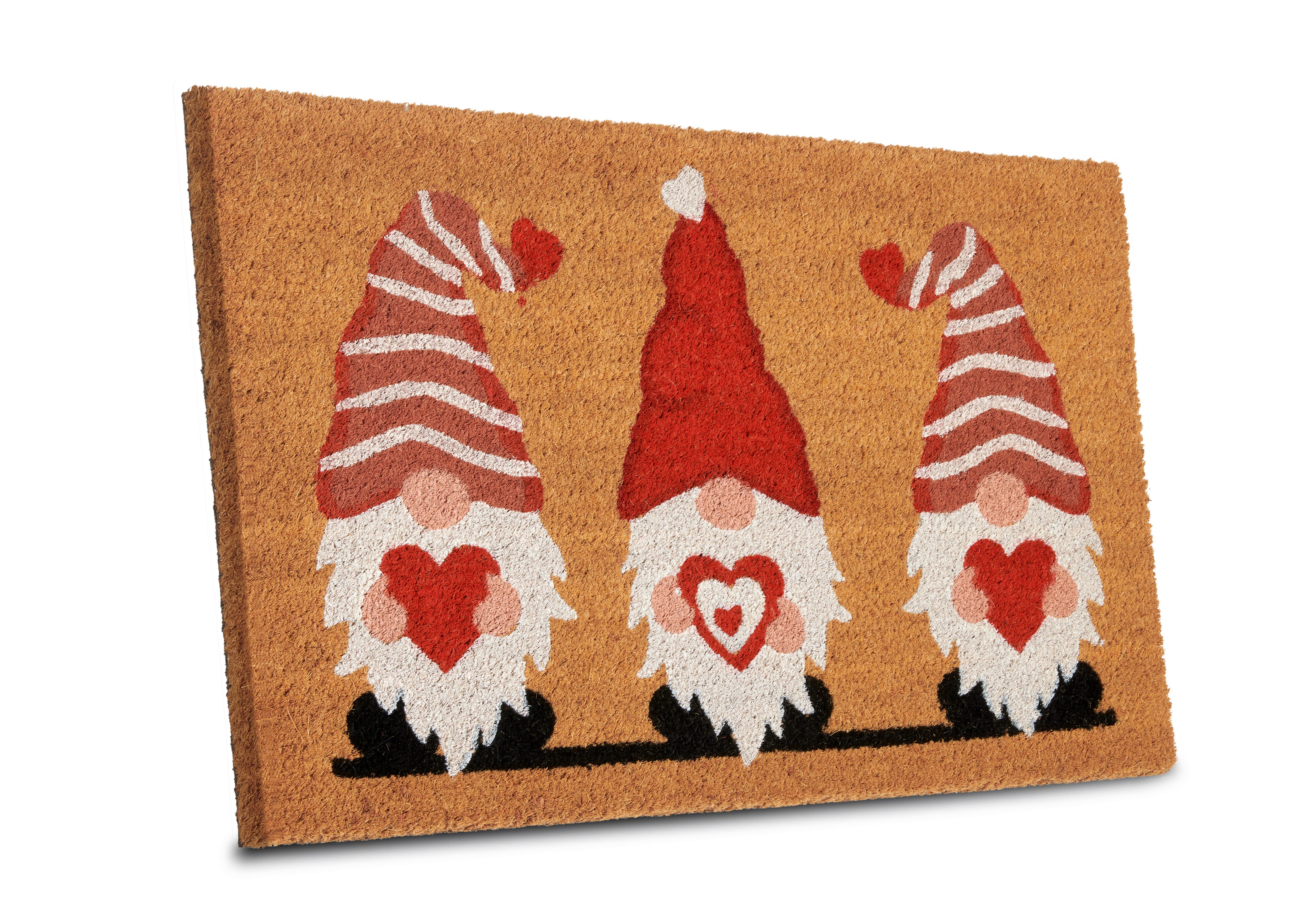 HANSE Home Mat Kokos Gnome Heart, deurmat Vuilafstotende mat, antislip, buiten, kerst, kokosmat, dwerg