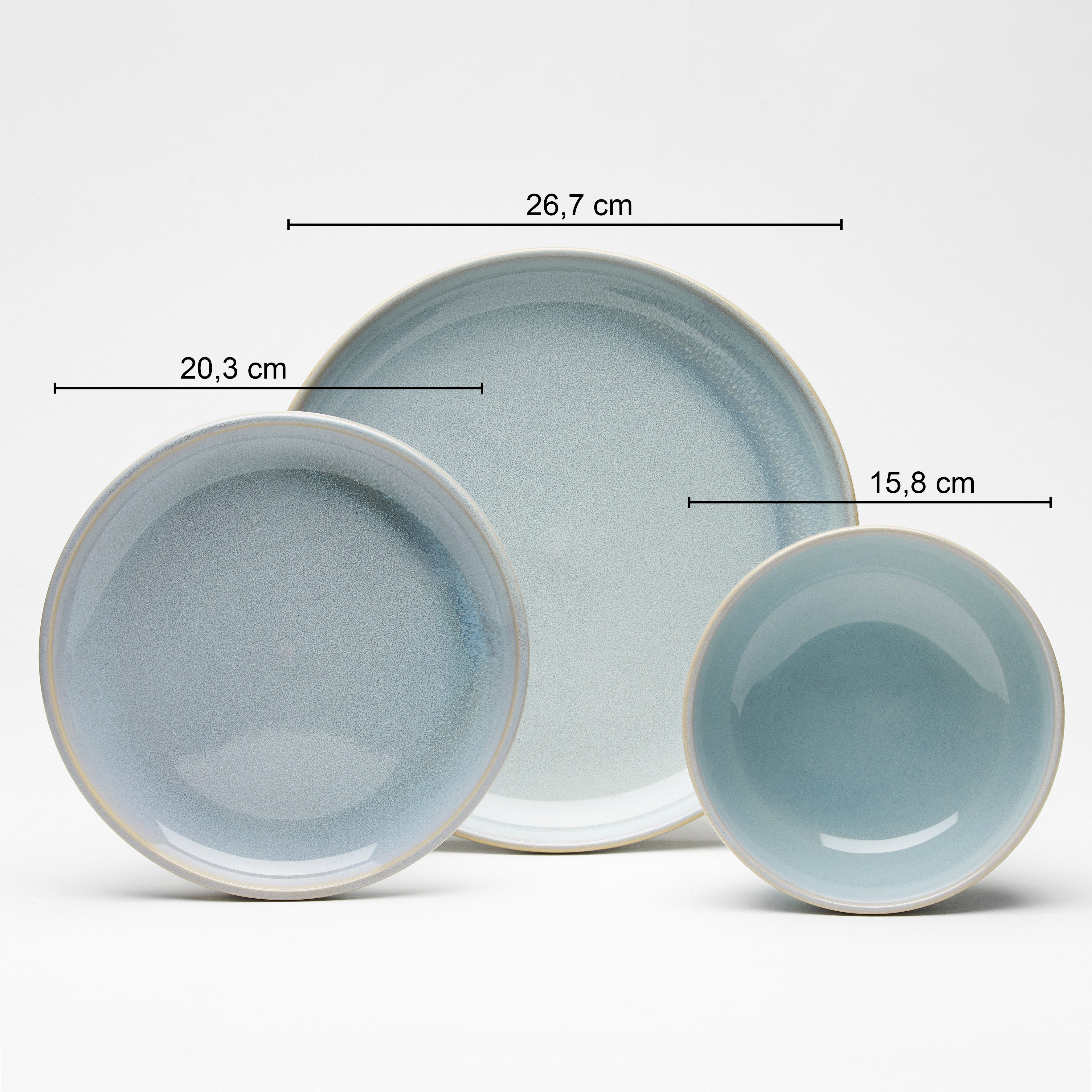 van Well Combi-servies Servies-set, service Vigo Azur ronde vorm, blauw, vaatwasmachine- en magnetronbestendig (set, 16-delig)