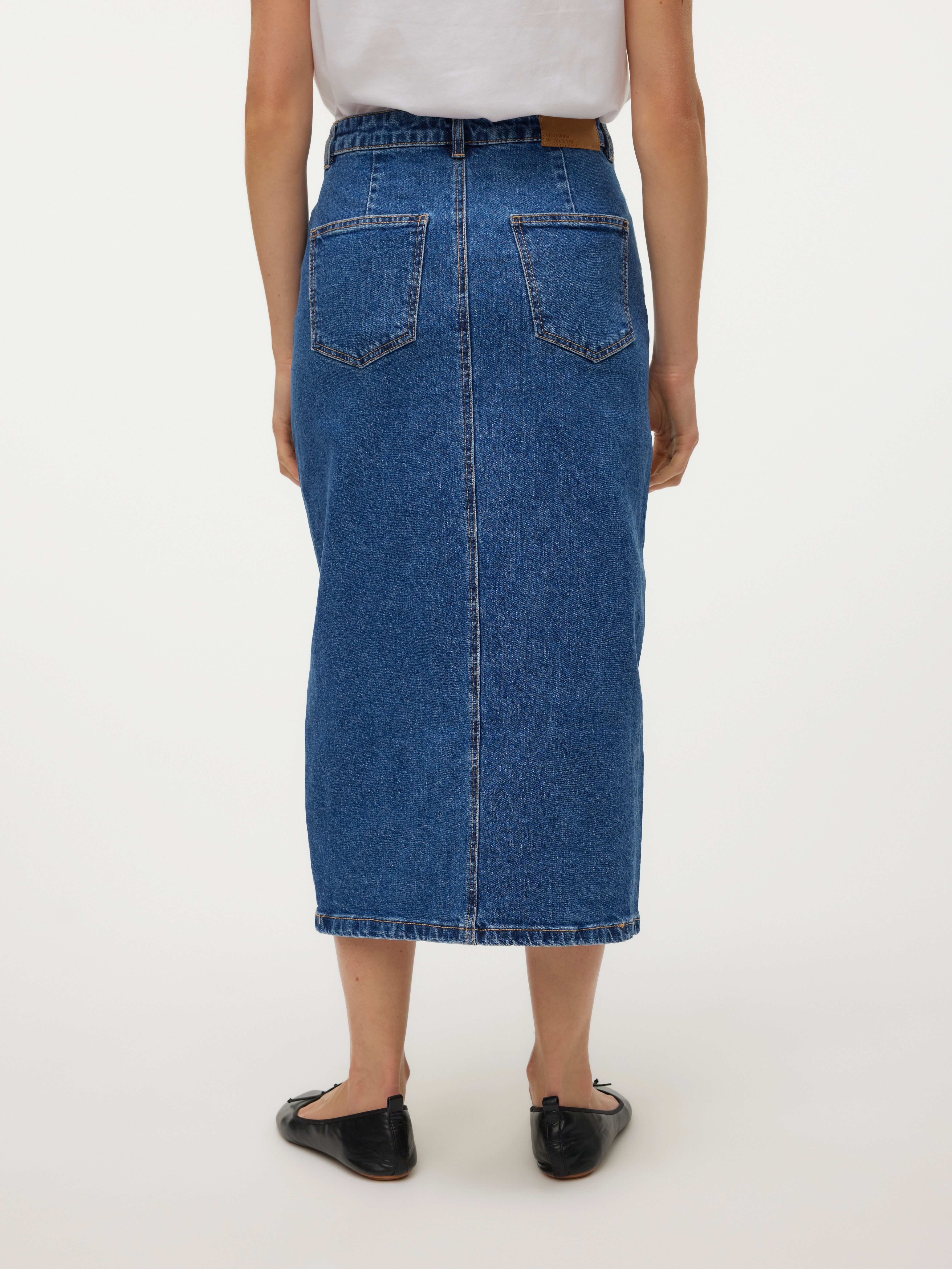 Vero Moda Maxirok VMVERI HR CALF DENIM SKIRT GA NOOS