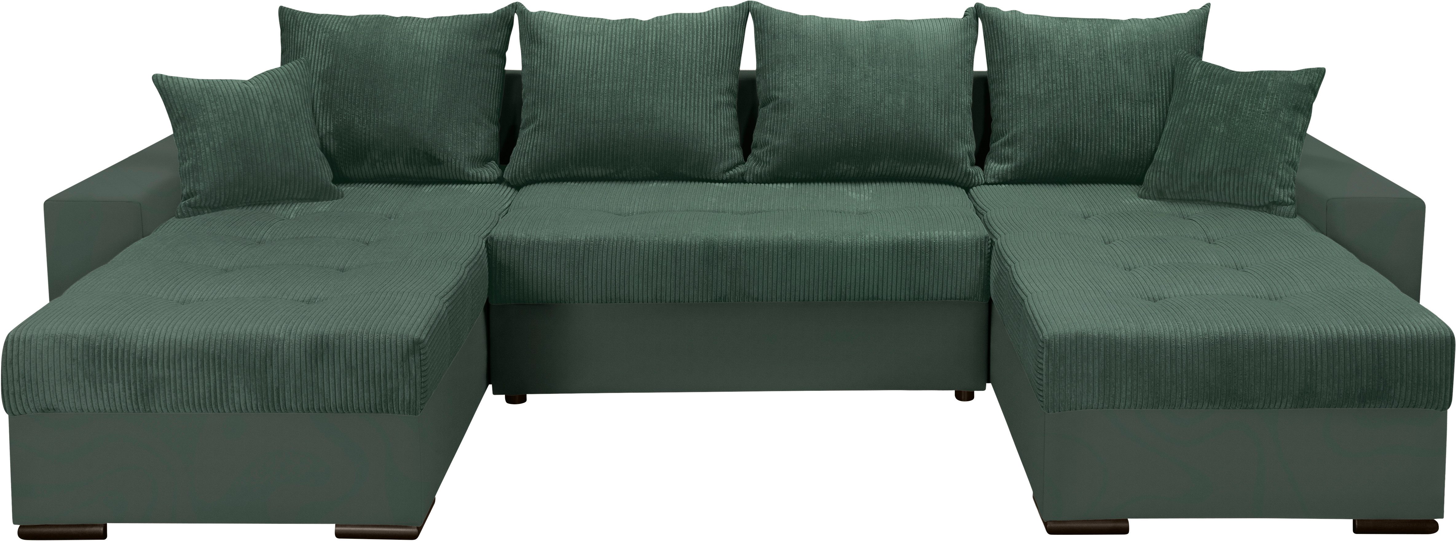 COLLECTION AB Zithoek XL-Josy U-vorm, breedte 313 cm, cord-/mix incl. bedfunctie, bedlade, met 4 gelijk grote rugkussens