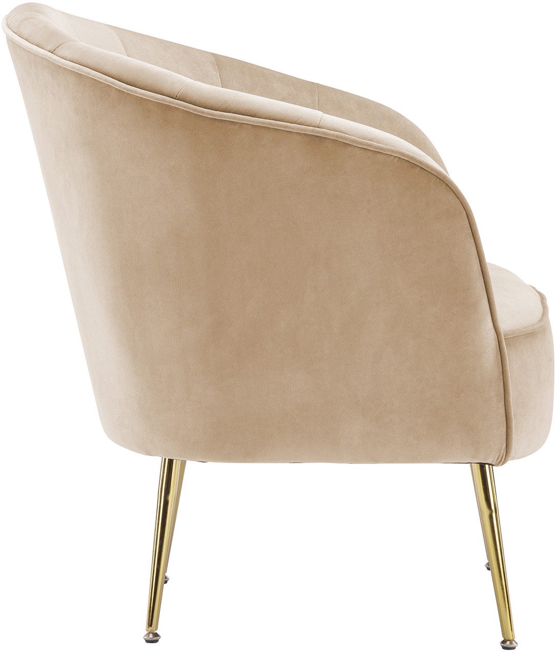 Kayoom Fauteuil Loulan 125, comfortabele cocktailstoel, luxe fluwelen bekleding Cocktailstoel, rugleuning met decoratieve naad, metalen poten in goud (1 stuk)