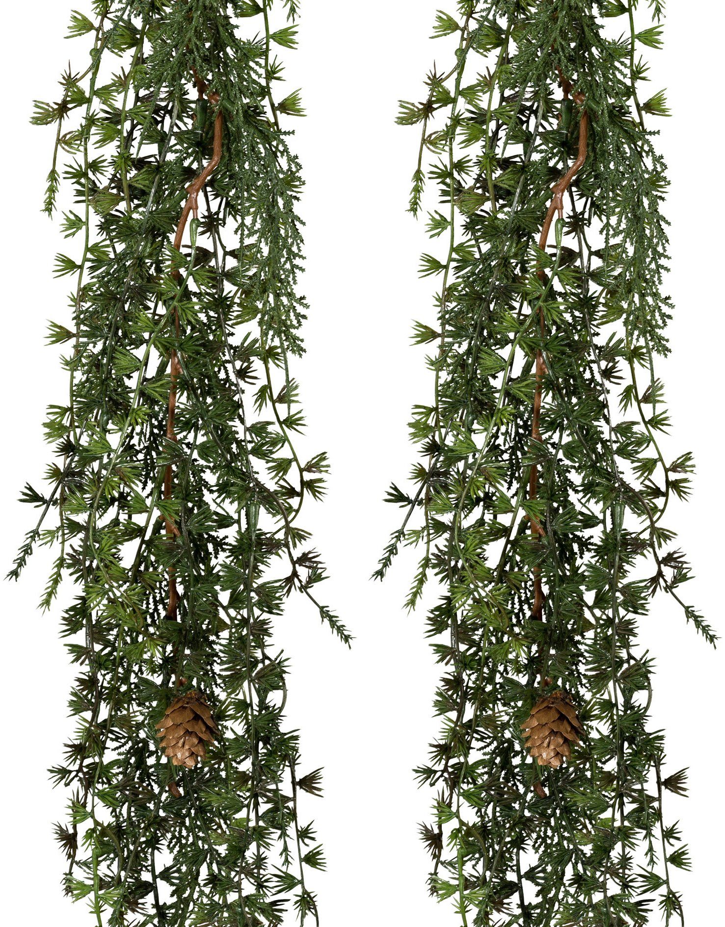 Creativ deco Winterse kunstplant Kerst versiering Rank in een set van 2, lengte 125 cm (set, 2 stuks)