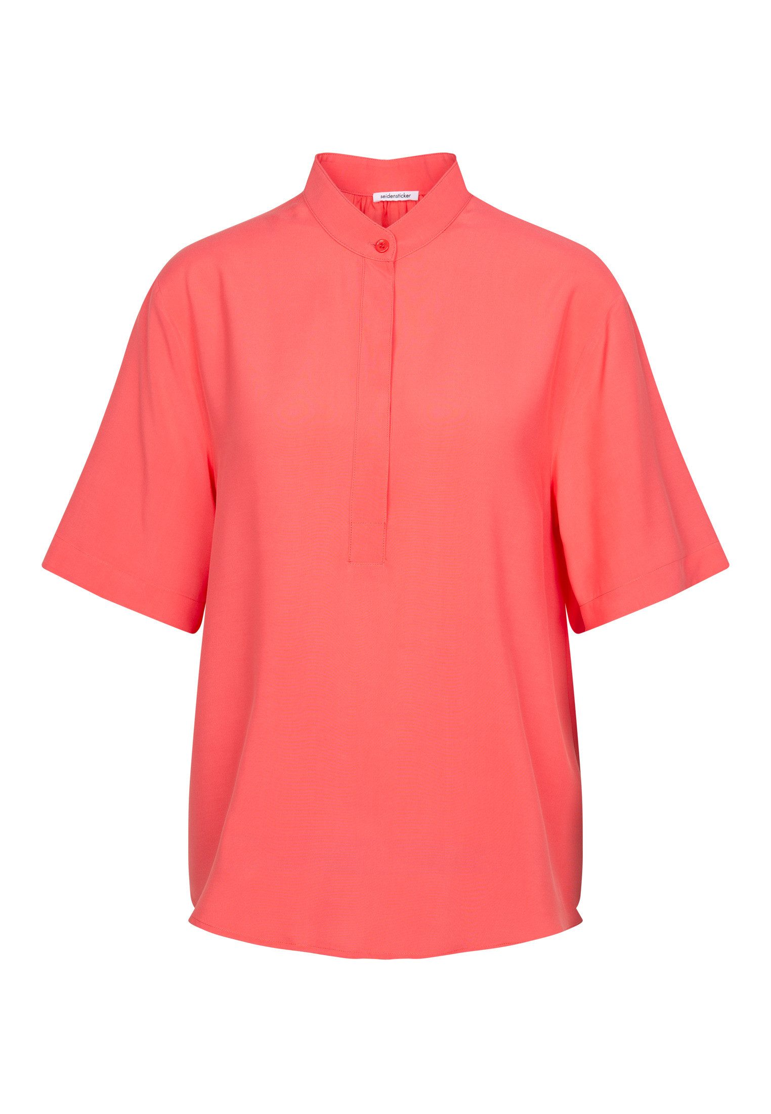 seidensticker Shirtblouse Zwarte roos Korte mouwen ronde hals uni