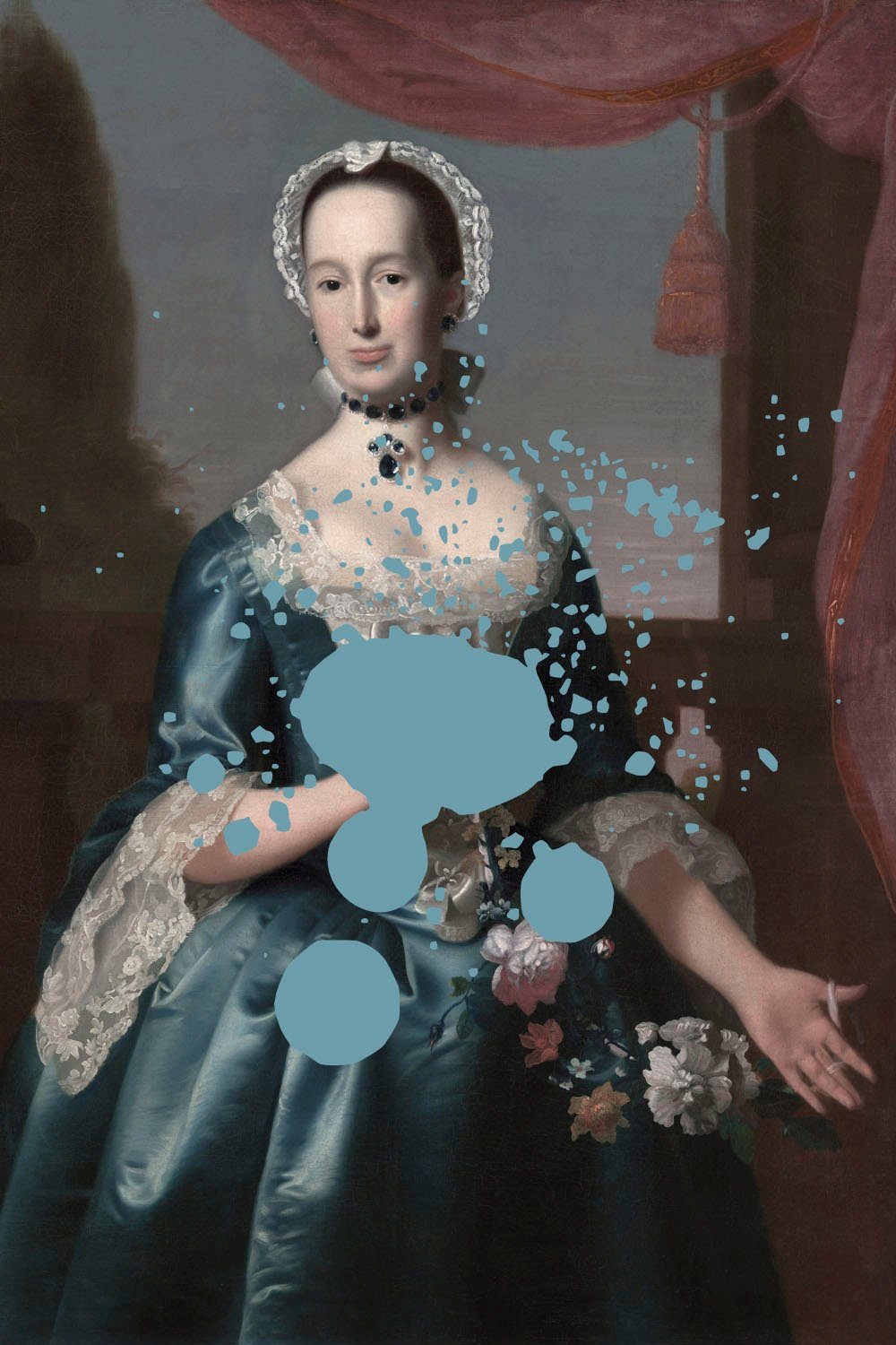queence Artprint op acrylglas Vrouw met kleurvlek Fine Art-print in galeriekwaliteit foto schilderijen blauw
