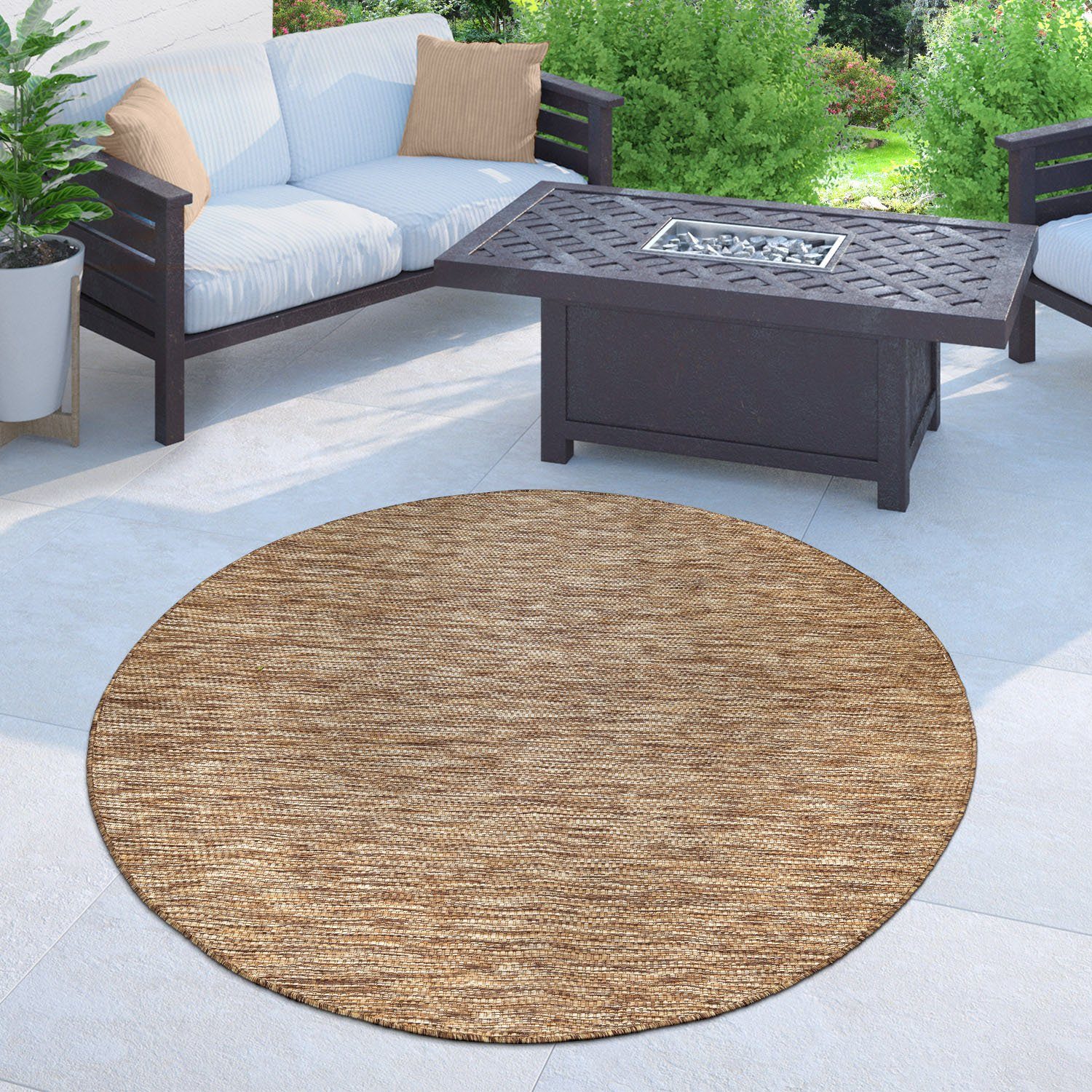 Bruno Banani Vloerkleed Venezia Platweefsel, sisal-look, mêlee, uv-bestendig, geschikt voor buiten