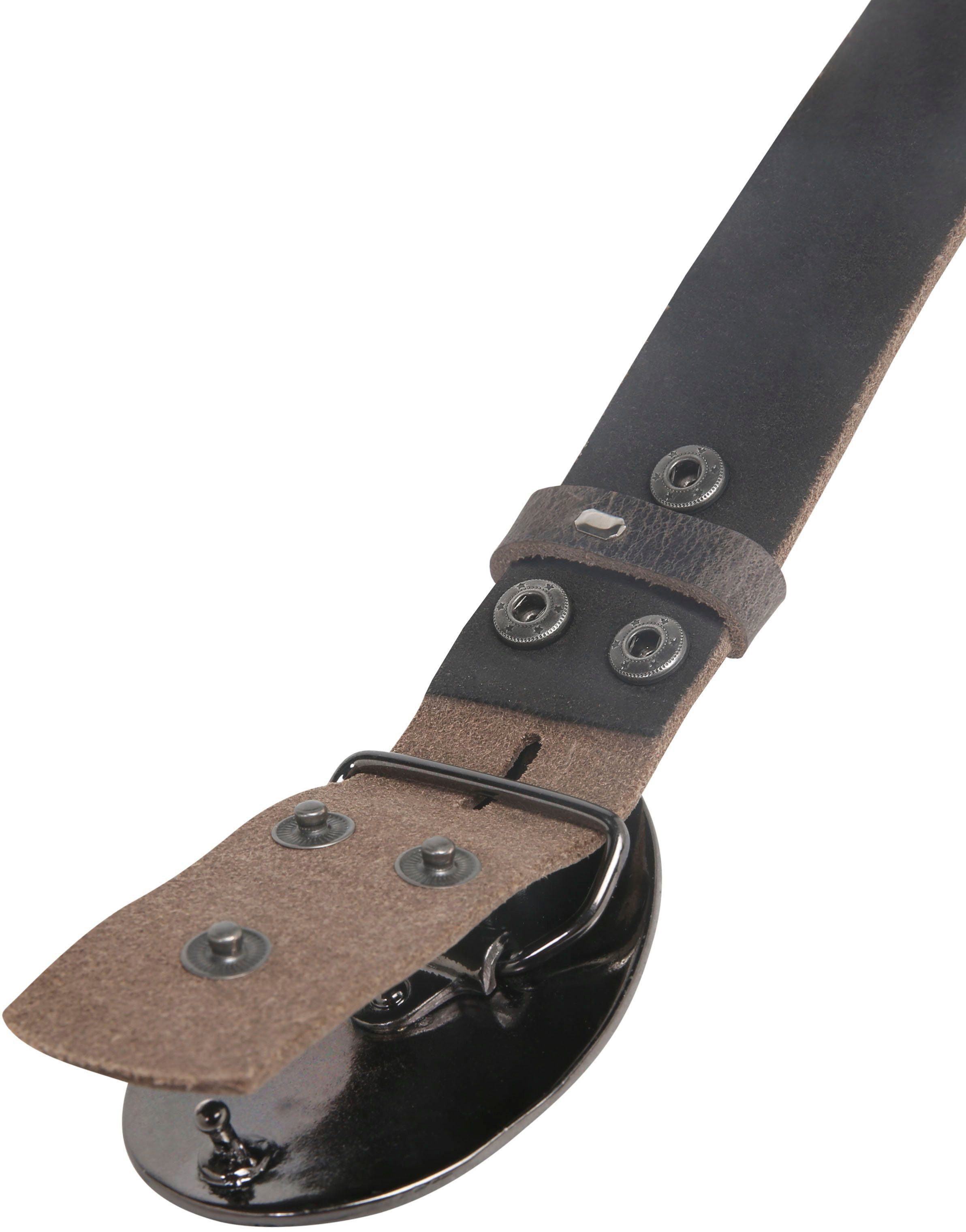 RETTUNGSRING by showroom 019° Leren riem met wereldkaartsluiting, rustiek design