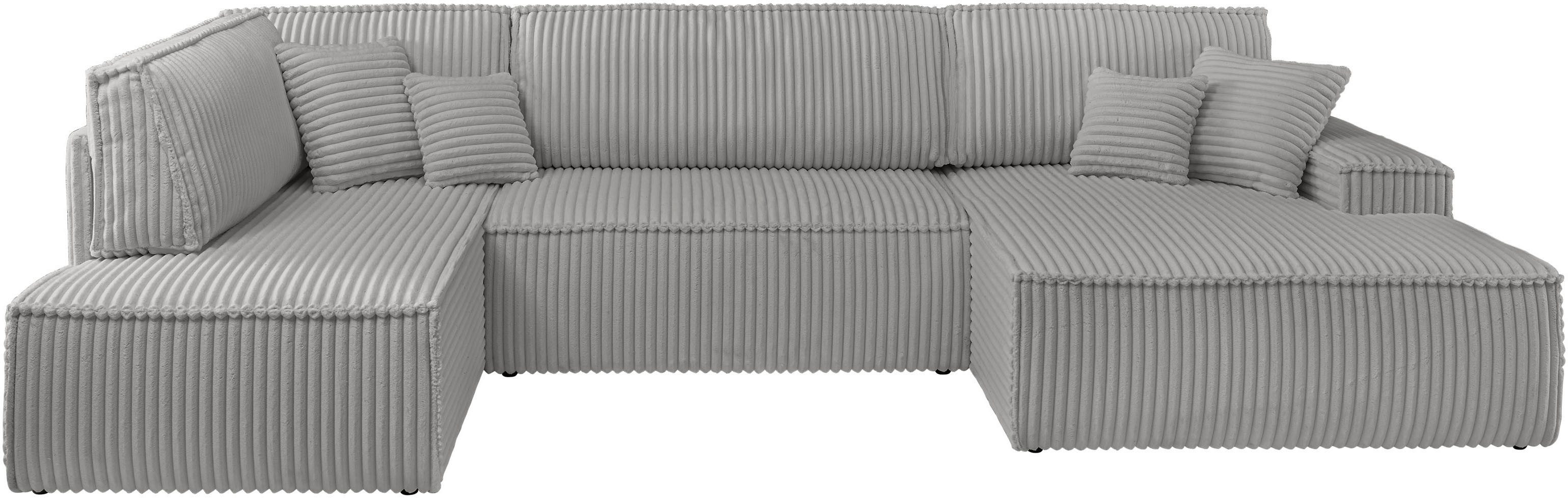 andas Zithoek FINNLEY U-model XXL 329 cm, bedbank, slaapfunctie m. bedkist