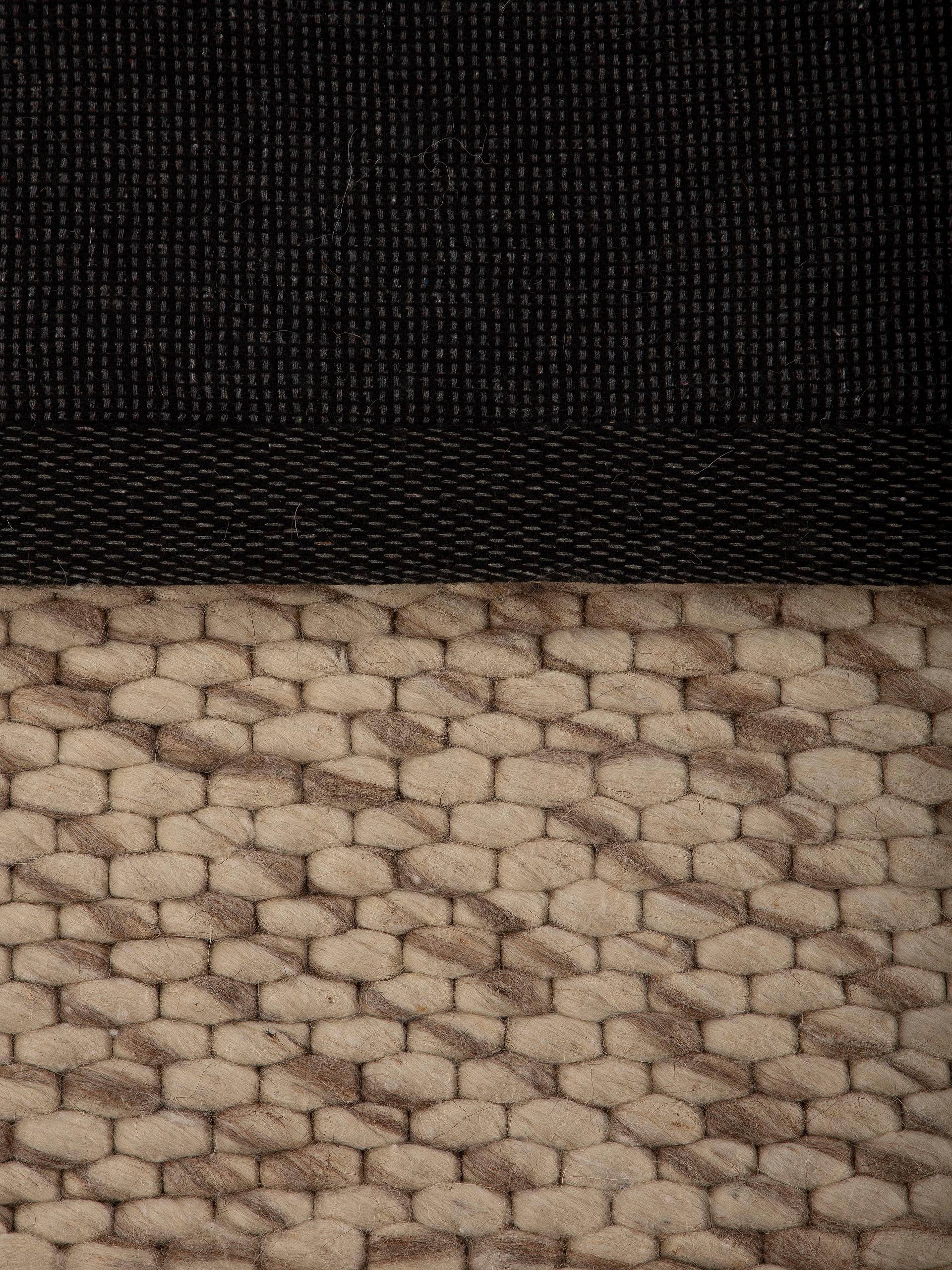 carpetfine Wollen kleed Sina grove structuur, tijdloos design, 100% wol, woonkamer