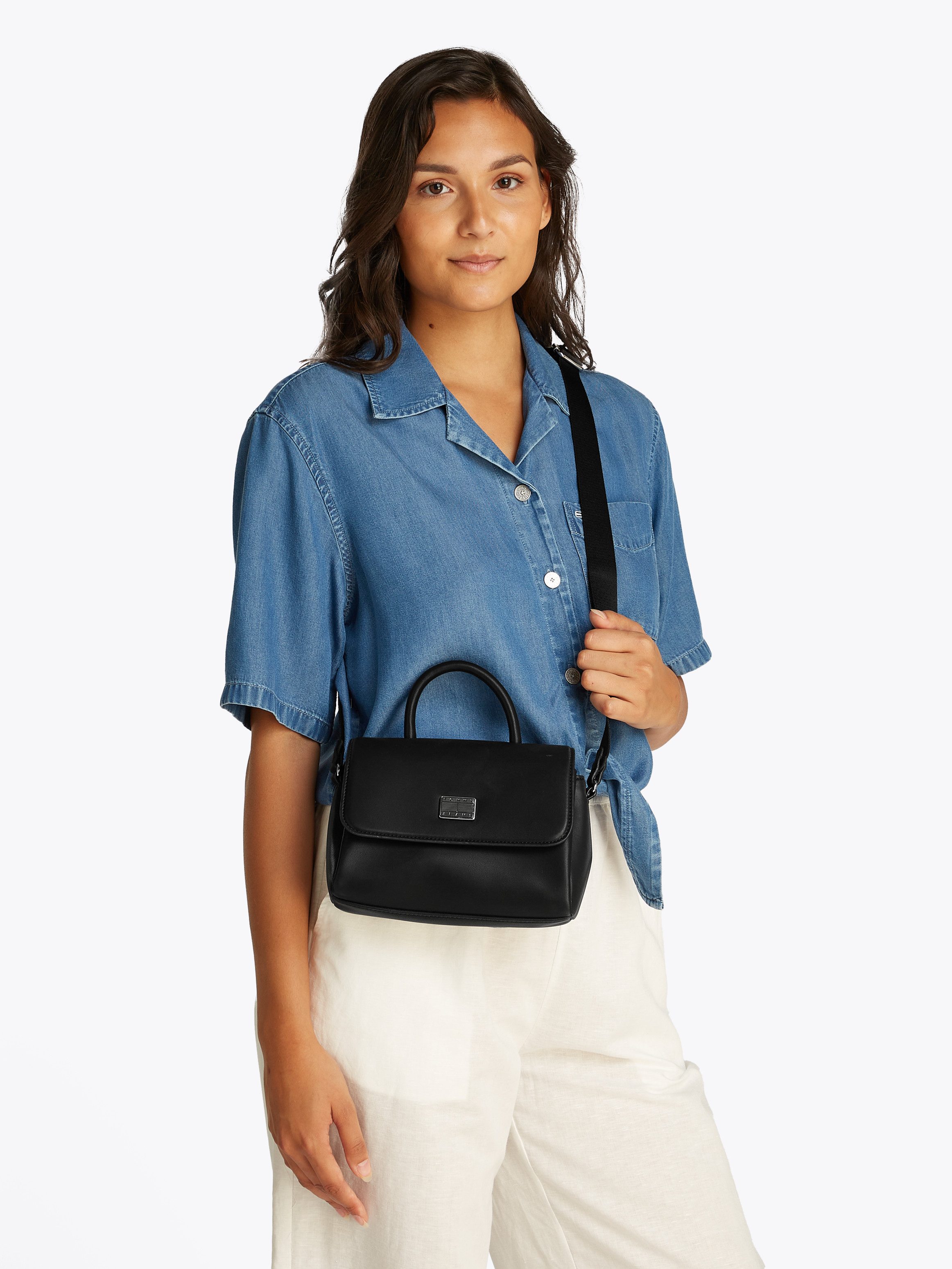 TOMMY JEANS Schoudertas TJW AMERICAN COOL FLAP CROSSOVER , dames handtas, schoudertas met 3 ruime vakken