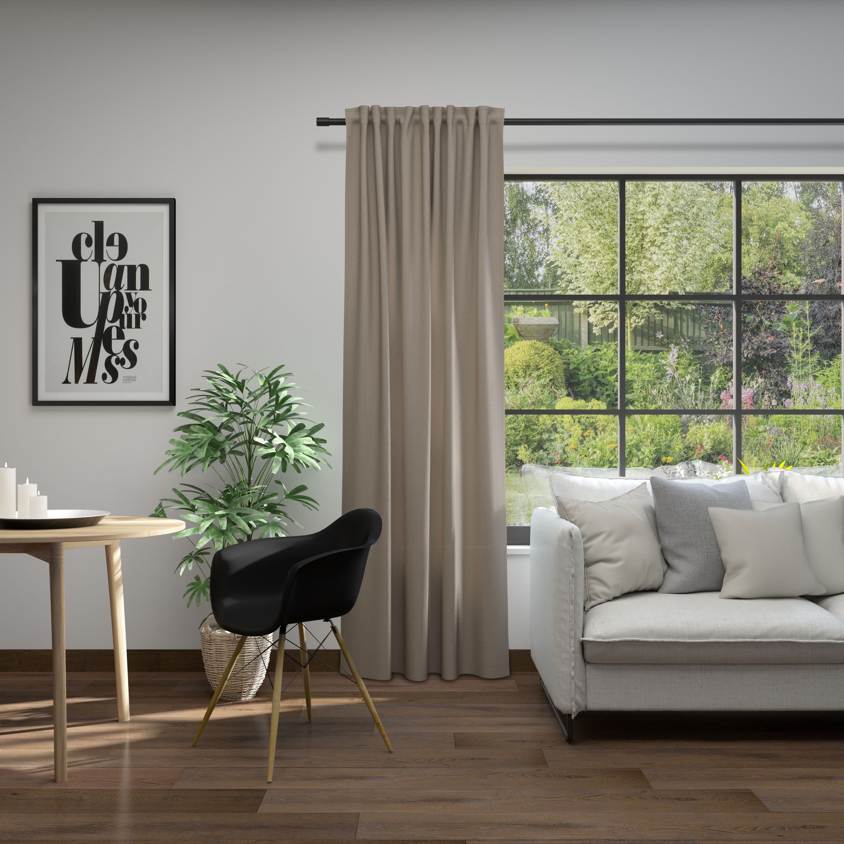 Neutex for you! Gordijn Linessa Sjaal met verborgen lussen, breedte 137 cm, op maat (1 stuk) kant & klaar gordijnen beige