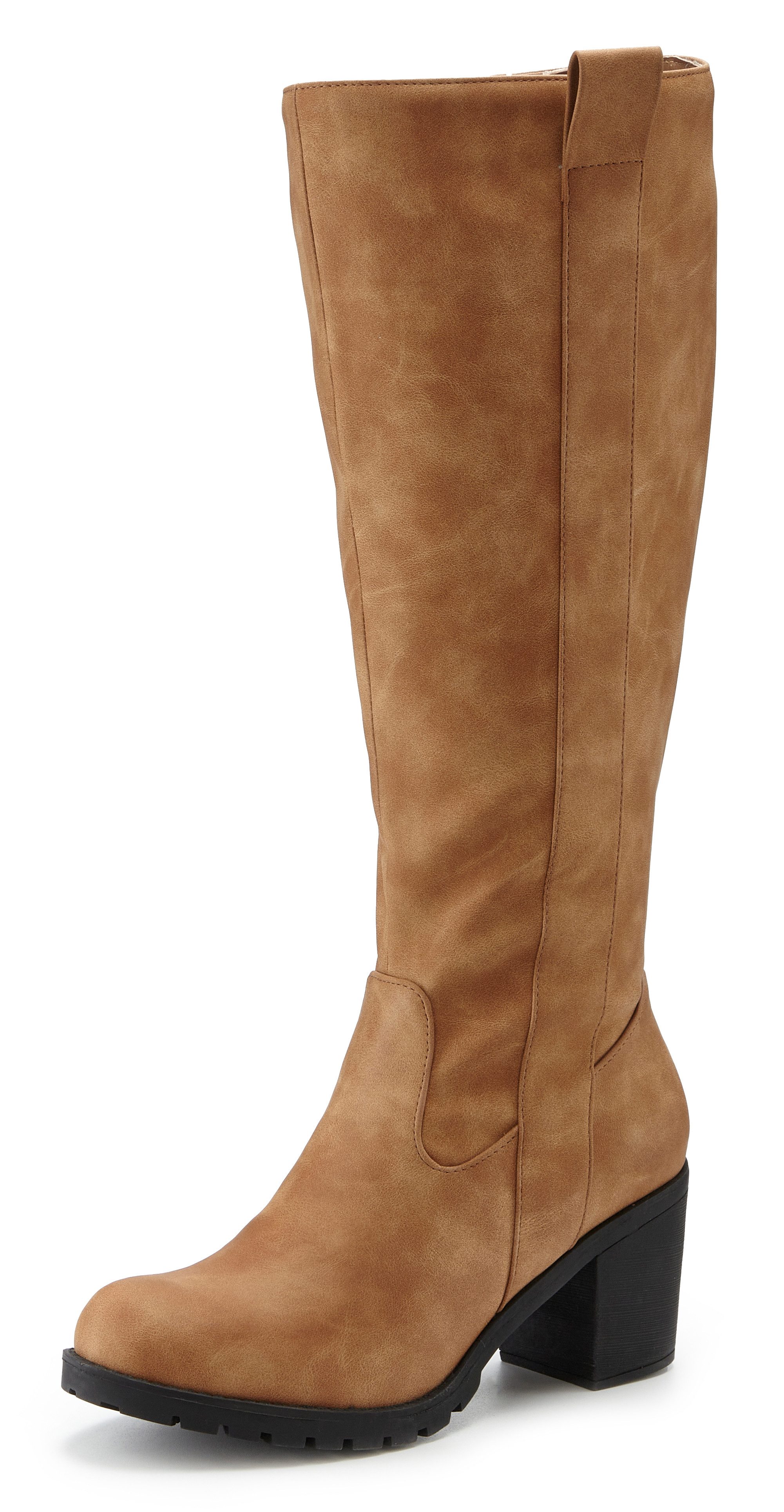 Lascana Laarzen met wijde schacht Laarzen, enkellaars, lange laars, blokhak, cowboystijl VEGAN