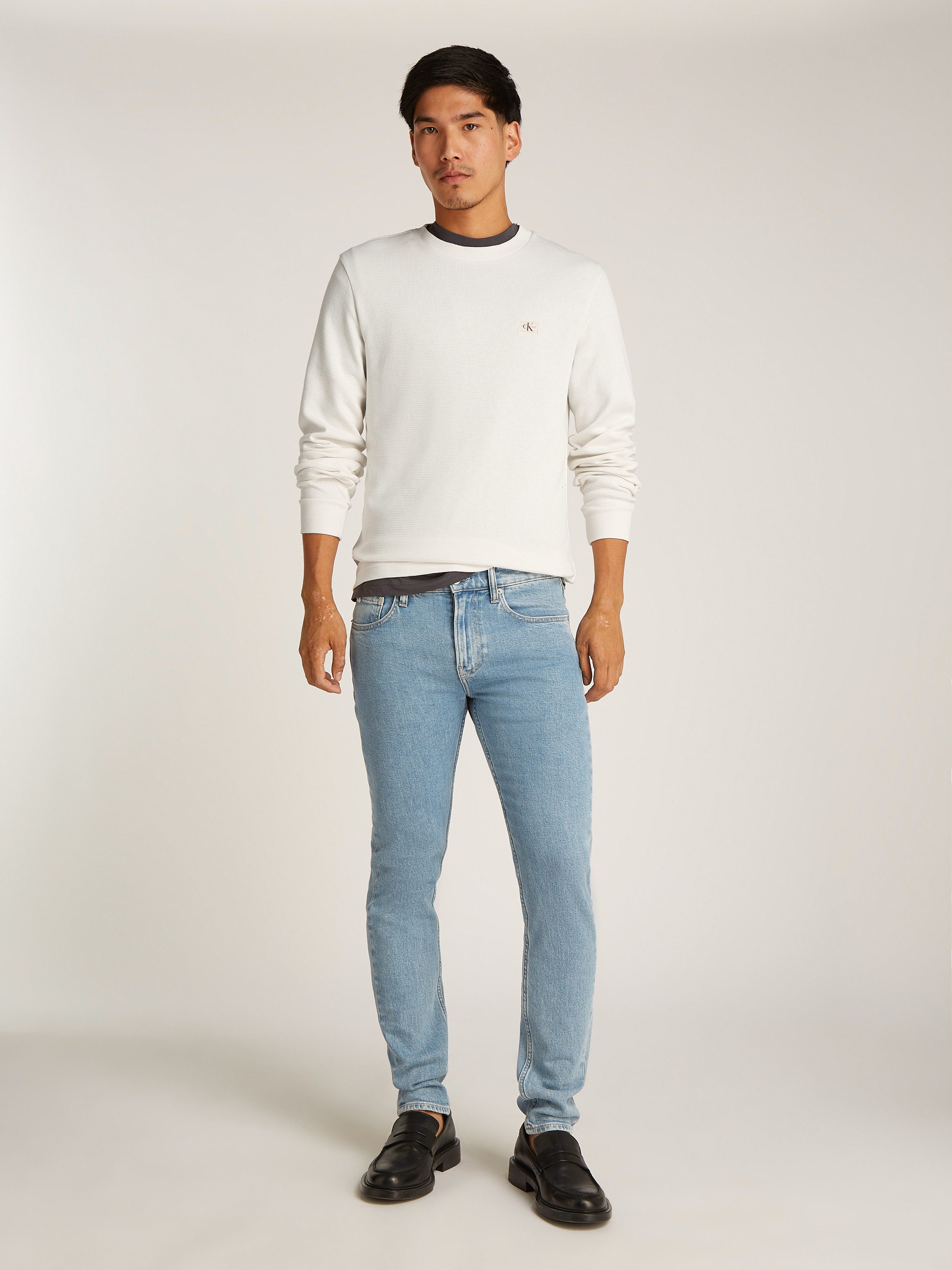 Calvin Klein Shirt met lange mouwen WOVEN LABEL WAFFLE LS TEE