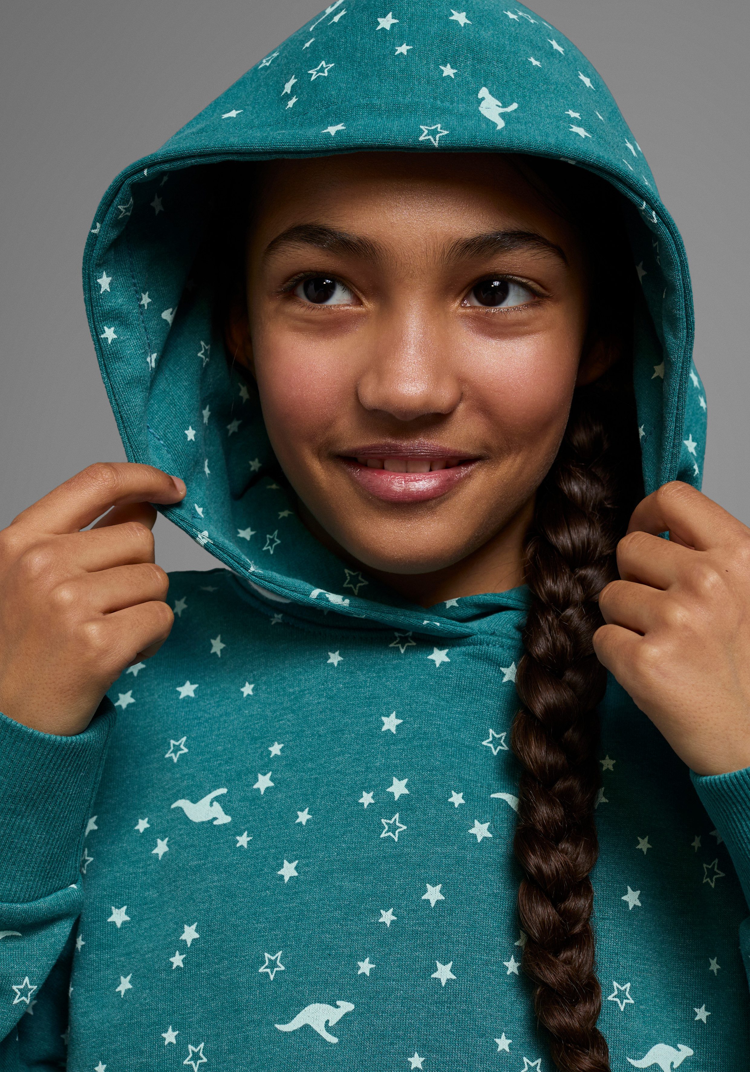 KangaROOS Hoodie Lange mouwen, bedrukt, met capuchon, van katoenmix
