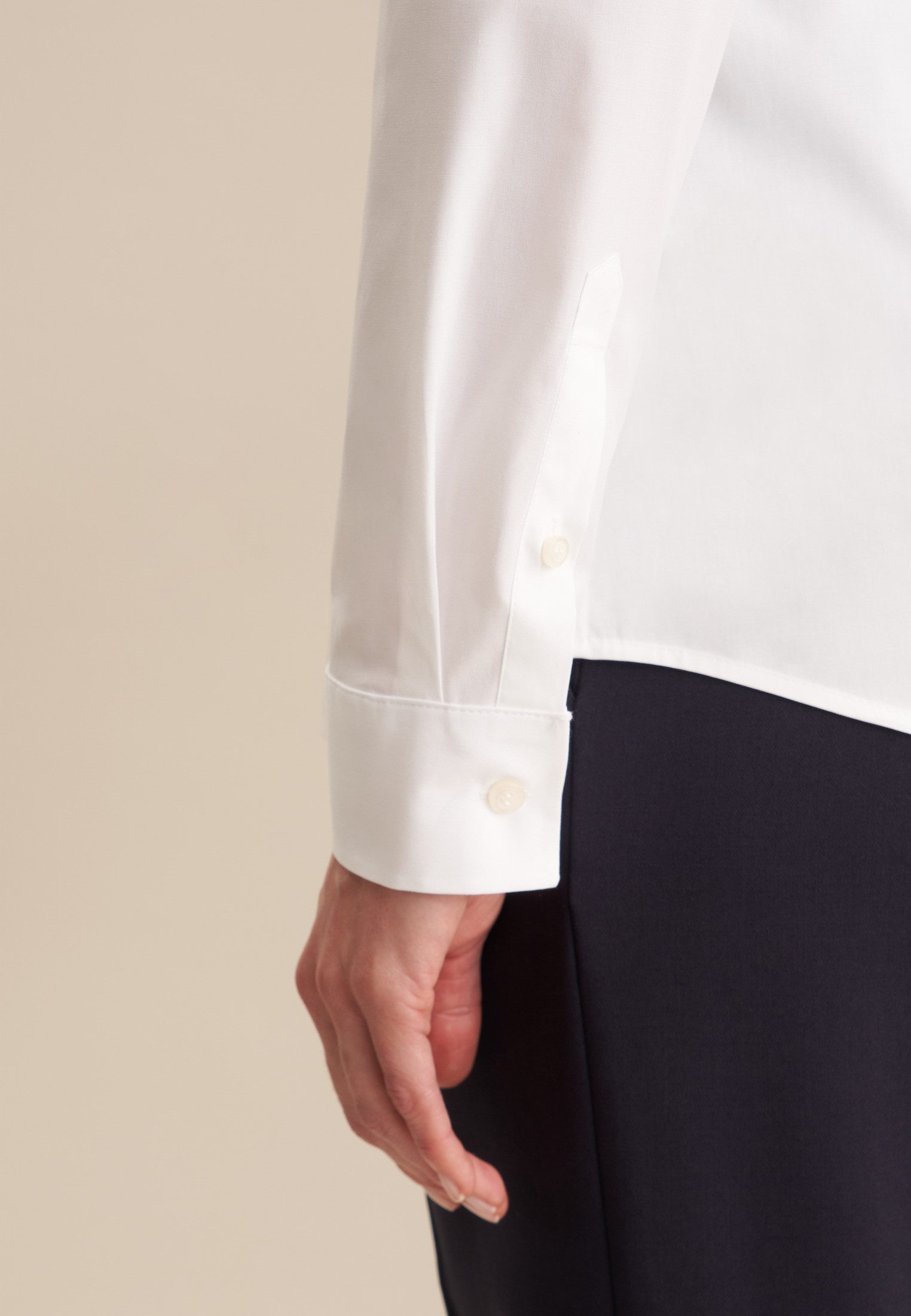 seidensticker Overhemdblouse Zwarte roos Lange mouwen kraag uni