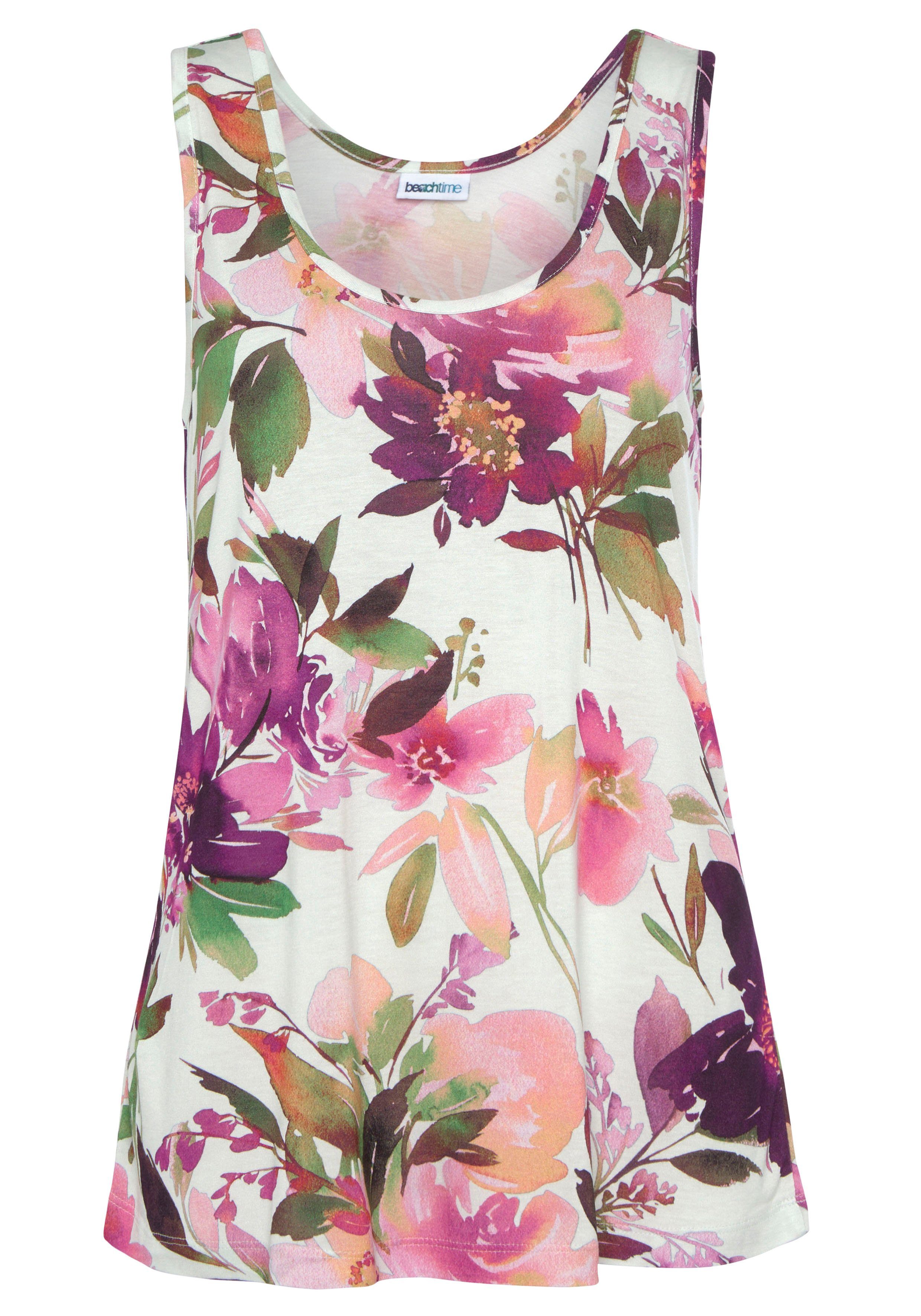 Beachtime Tanktop met bloemenprint, losse zomertops van jersey (Set van 2)
