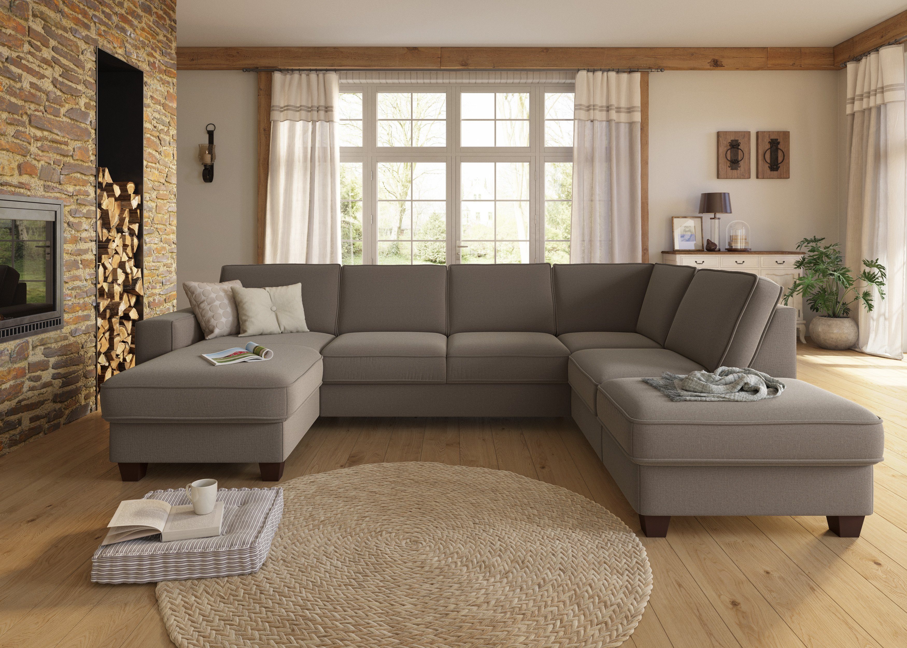 Home affaire Zithoek County U-model naar keuze ottomane links of rechts, met binnenveringsinterieur (3-delig)