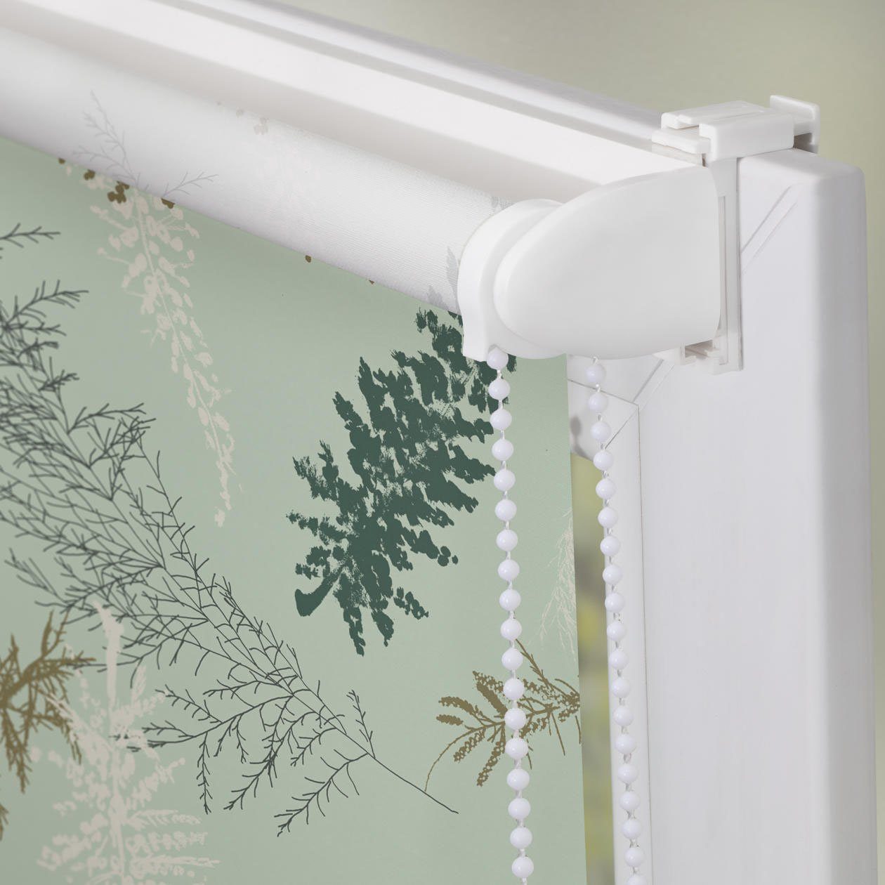 LICHTBLICK Rolgordijn met zijbediening Rolgordijn Klemmfix, zonder boren, verduistering, Fir Branches - groen (1 stuk)