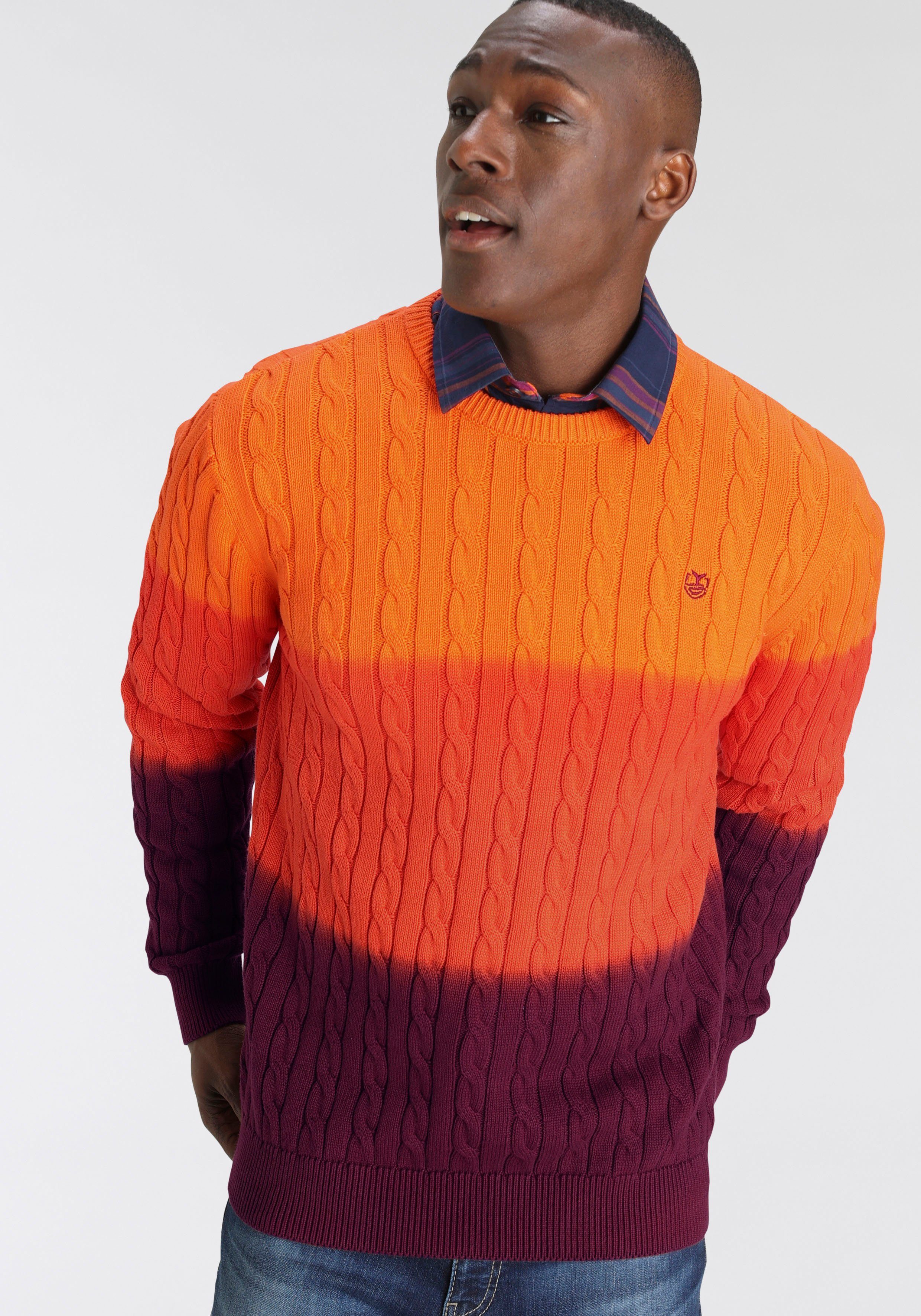 DELMAO Trui met ronde hals Tot maat 3XL met kabelpatroon en kleurverloop - nieuwe marke!