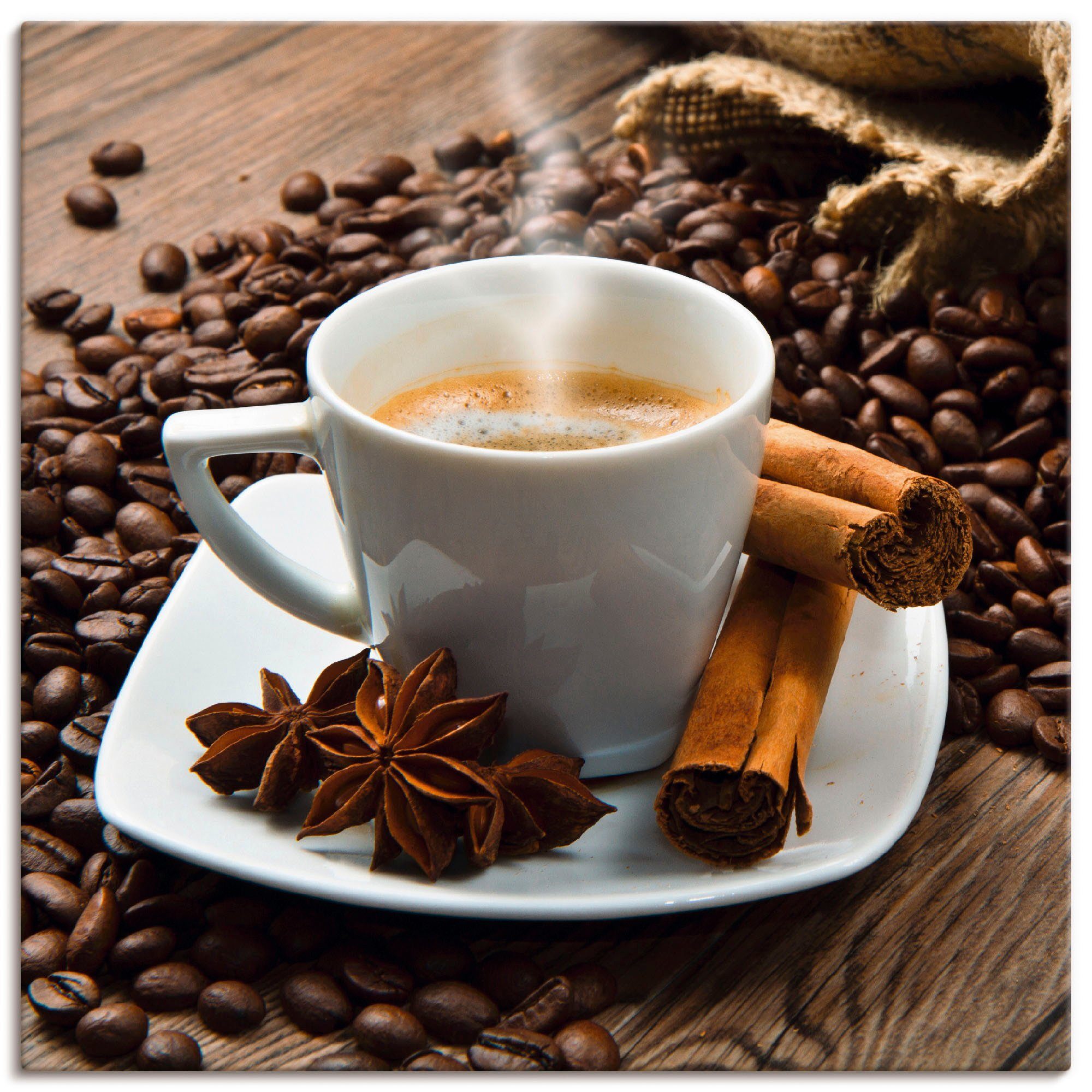 Artland artprint Kaffeetasse Leinensack mit Kaffeebohnen