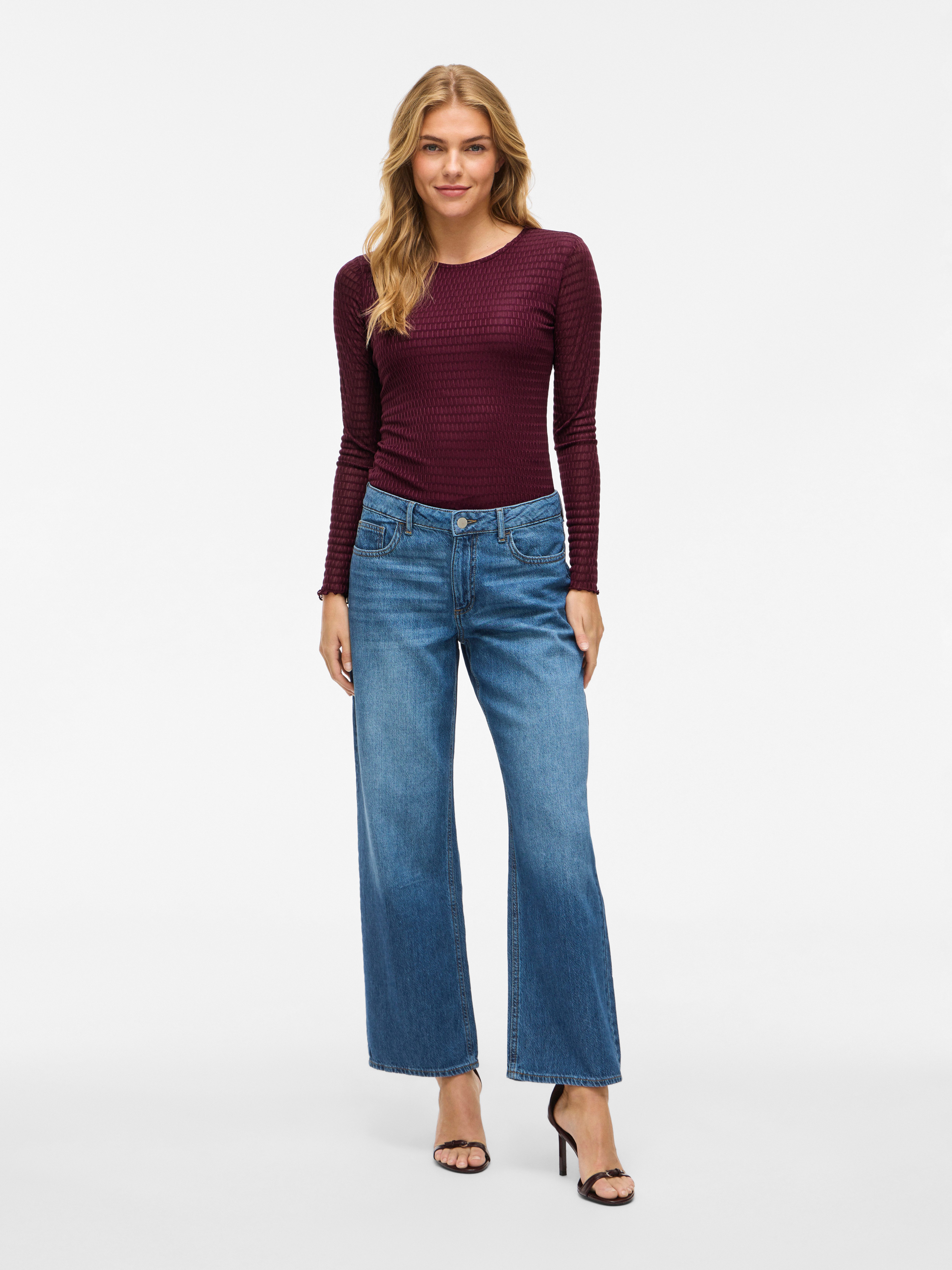 Vila Shirt met lange mouwen VILARINE O-NECK L/S TOP - NOOS