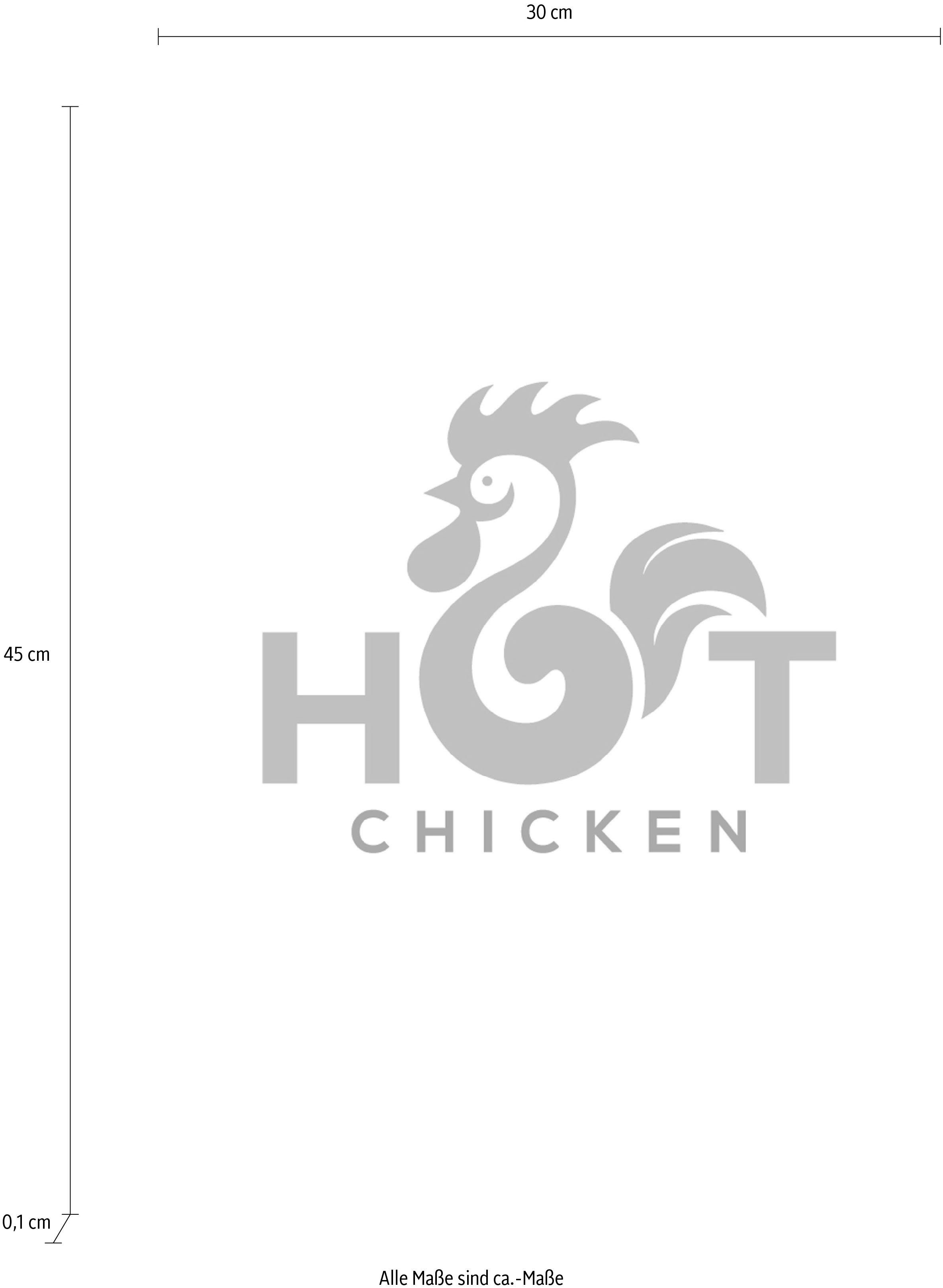 queence Sierobject voor aan de wand HOT CHICKEN Stalen bord, blikken bord, spreuk, grappig, wanddecoratie, retro, 20x30cm