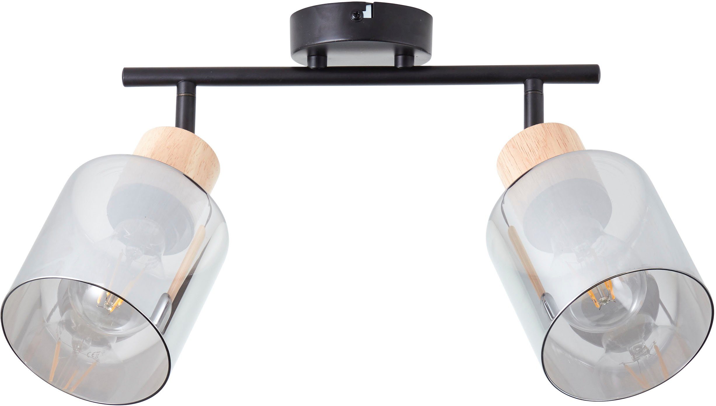 Brilliant Leuchten Plafondspot Weald Plafondspot met rookkleurige glazen kappen - 2 x E27 max. 40 W