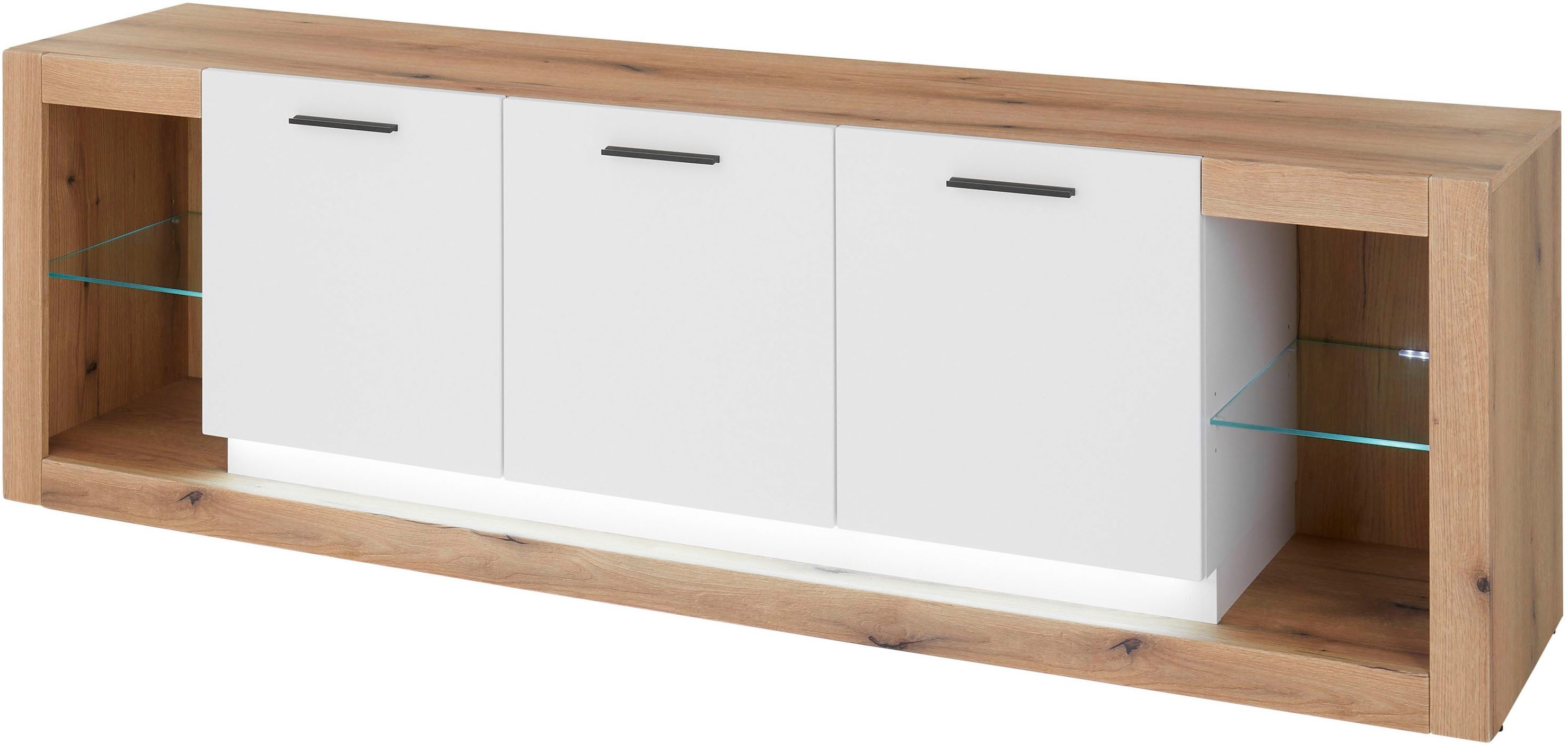 INOSIGN Tv-meubel Brixen, moderne TV-kast, commode in eik Evoke decor met wit Metalen grepen, voldoende opbergruimte, veelzijdig toepasbaar