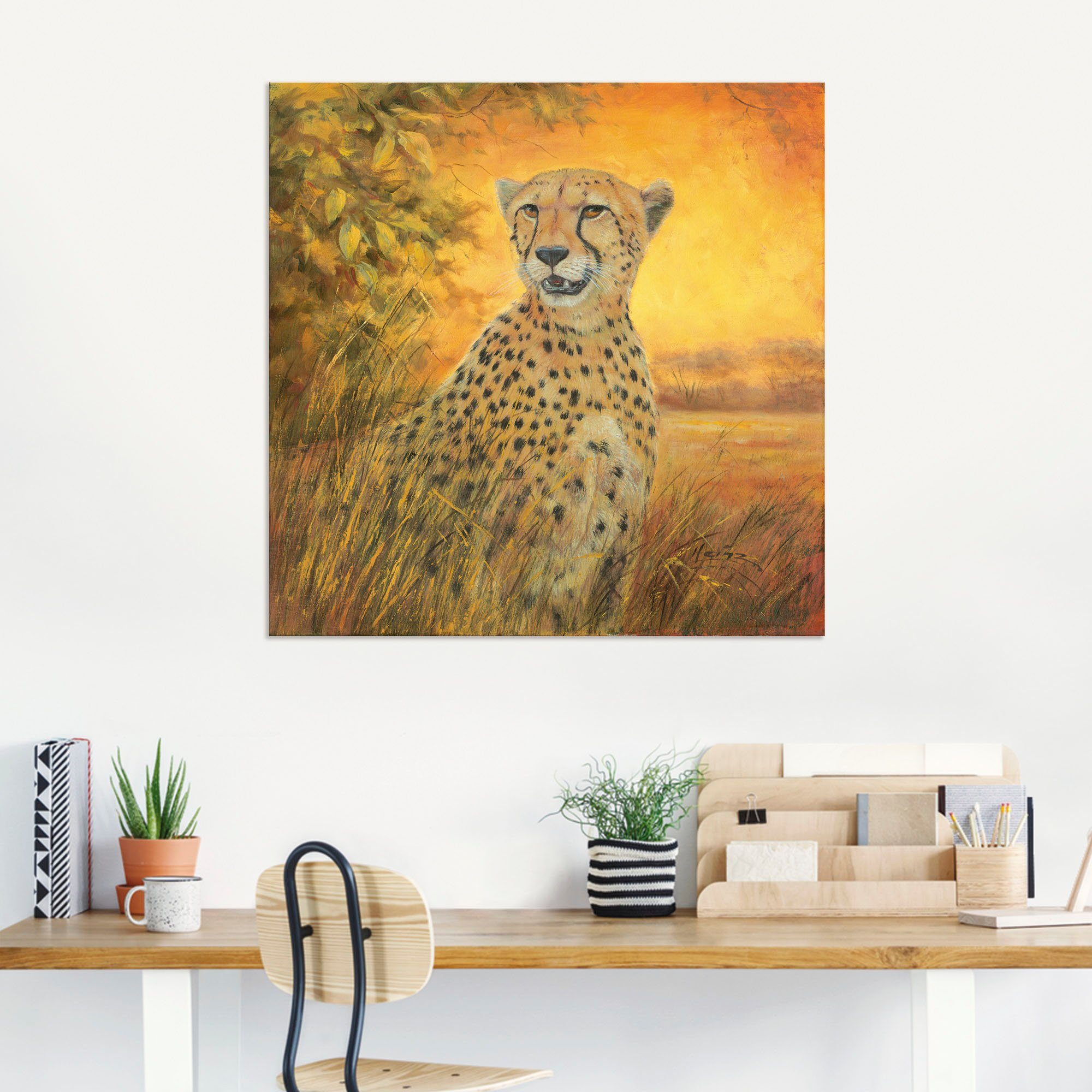 Artland Artprint Portret cheeta als artprint van aluminium, artprint voor buiten, poster in diverse formaten