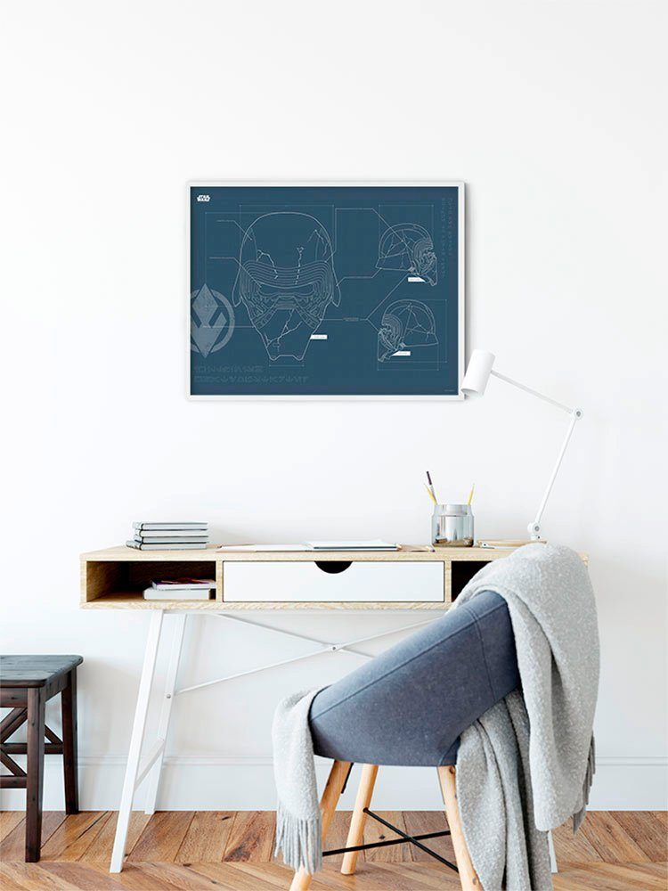 Komar Wanddecoratie Star Wars EP9 Blueprint Kylo Helmet Wanddecoratie voor de kinderkamer - zonder lijst (1 stuk)