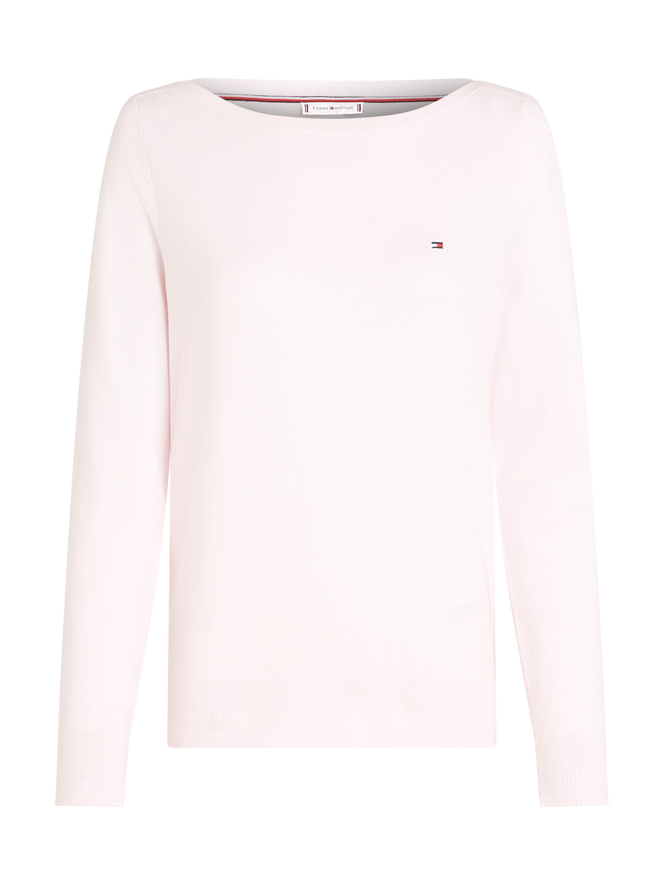 Tommy Hilfiger Gebreide trui CO JERSEY STITCH BOAT-NK SWEATER met -merklabel op de mouw