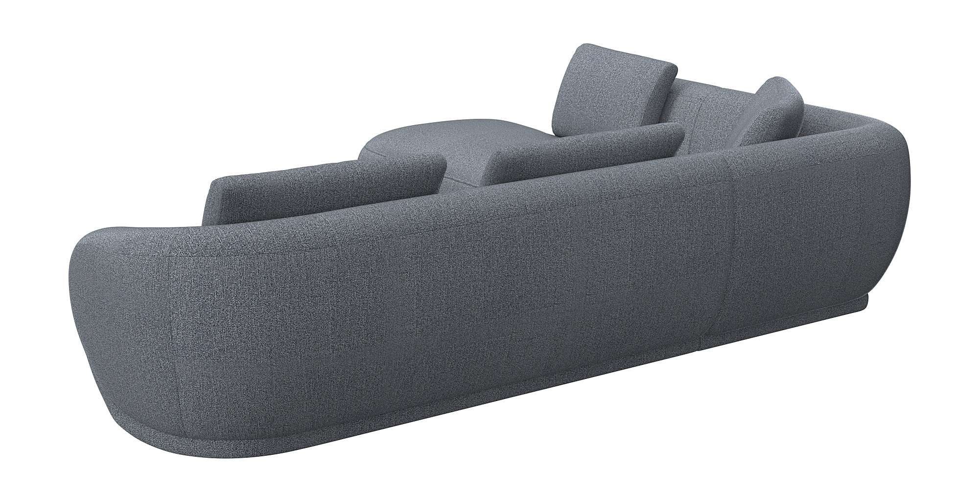 FLEXLUX Hoekbank Torino, rond, L-vorm, bankhoek met ottomane Modern, organisch bankontwerp, koudschuim, golfvering