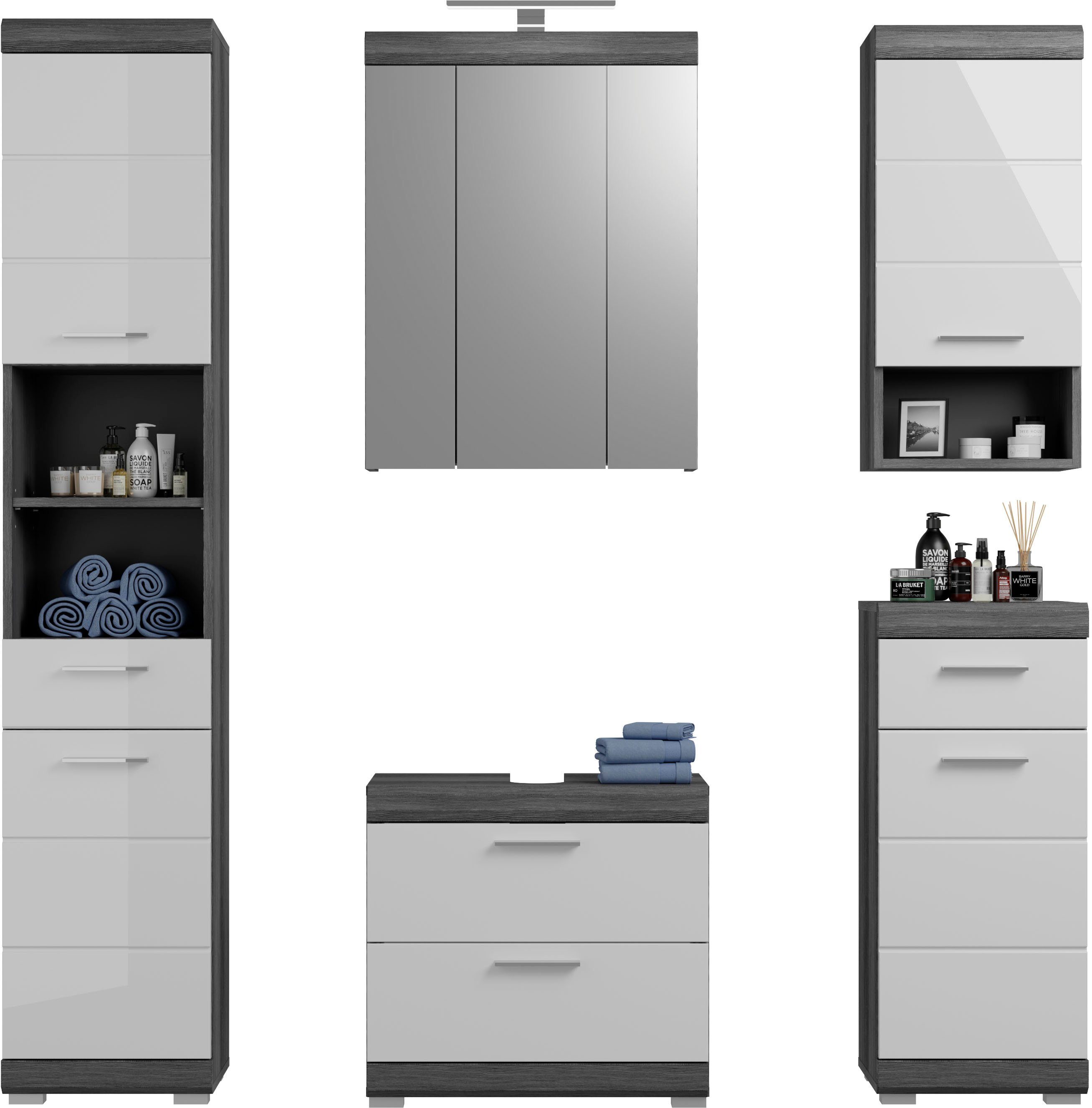 INOSIGN Badkamerserie Siena, 5-delig, inclusief LED-verlichting, bestaande uit: (set, 5-delig)