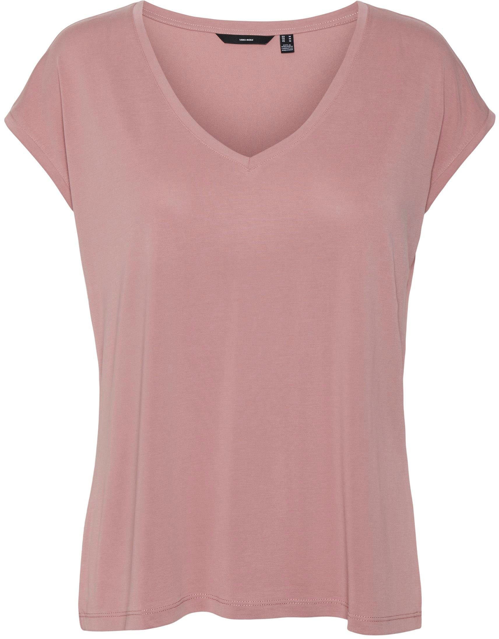 Vero Moda Shirt met V-hals VMFILLI SS V-NECK TEE GA NOOS in een materialenmix met tencel™ modal