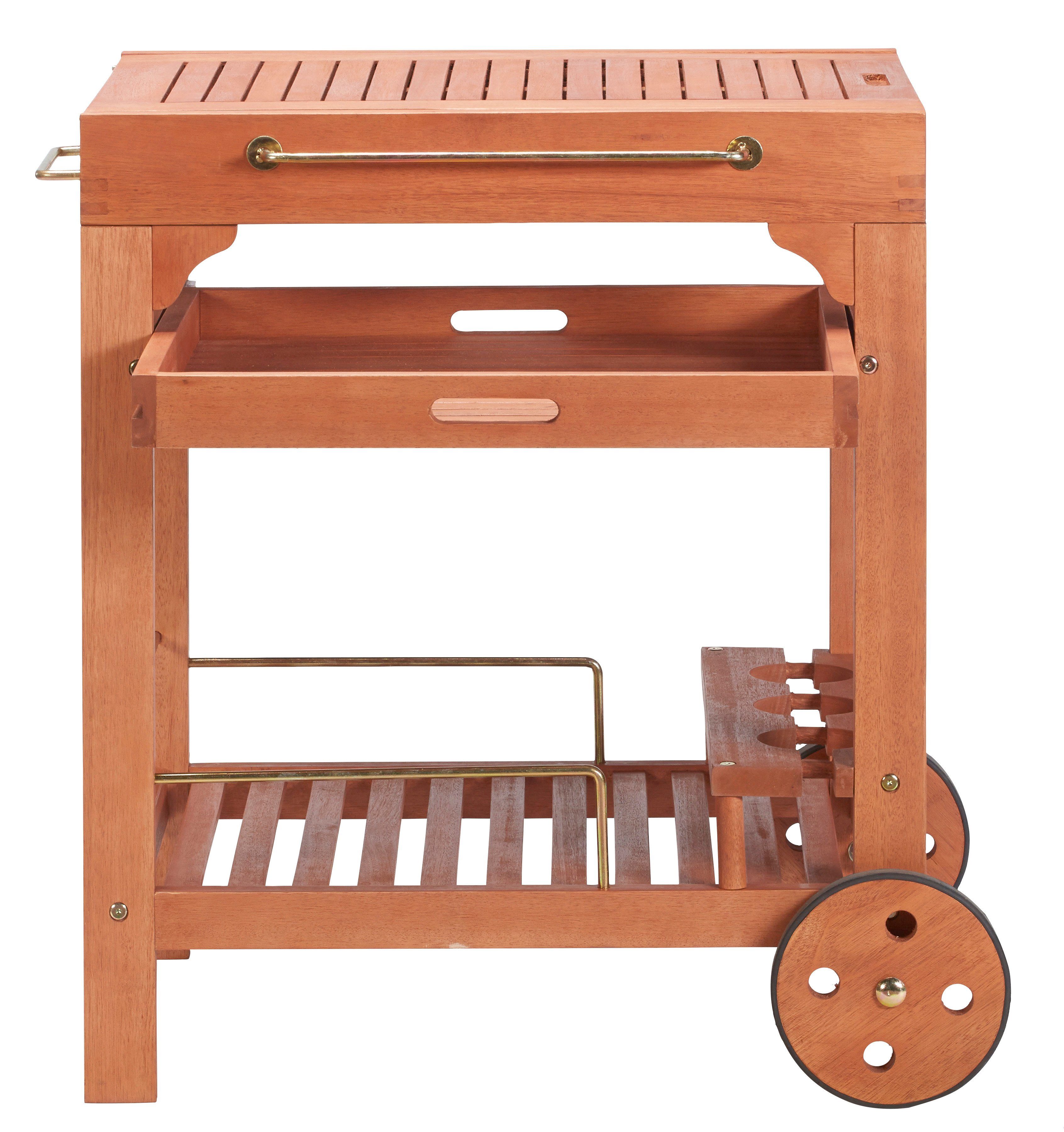 MERXX Serveerwagen Multifunctie Eucalyptushout, 70-140 x 50 cm, uitschuifbaar