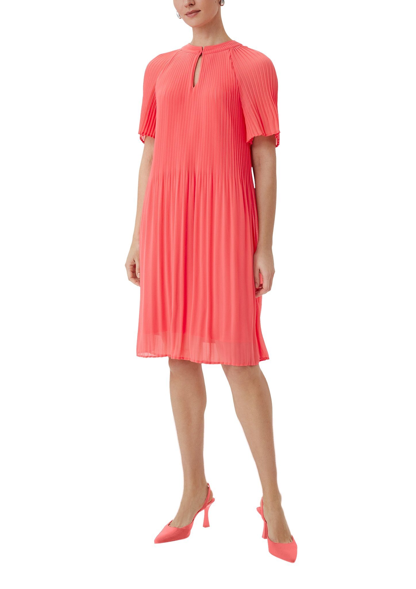 Comma Chiffon jurk met plisséplooien split en knop