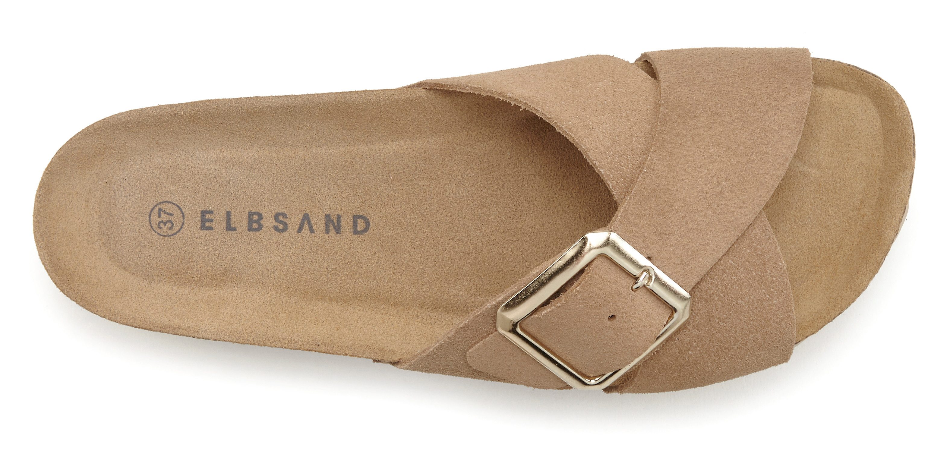 Elbsand Slippers Mule, sandaal, open schoen van hoogwaardig leer met zacht comfortkurk voetbed