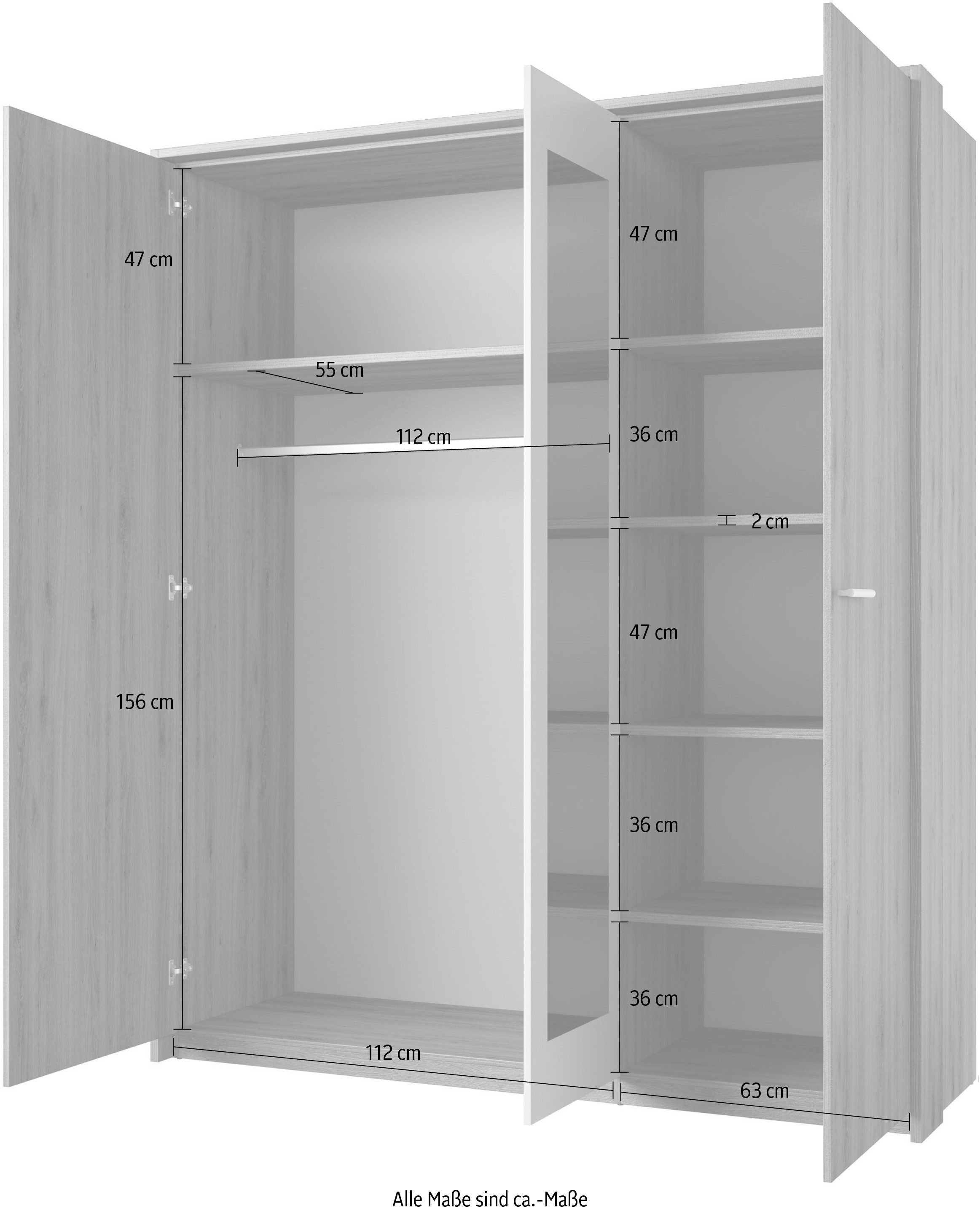 Home affaire Draaideurkast Bitry, linnenkast incl. complete binneninrichting Kledingkast, verstelbare planken 22 mm dik, mooie houtlook