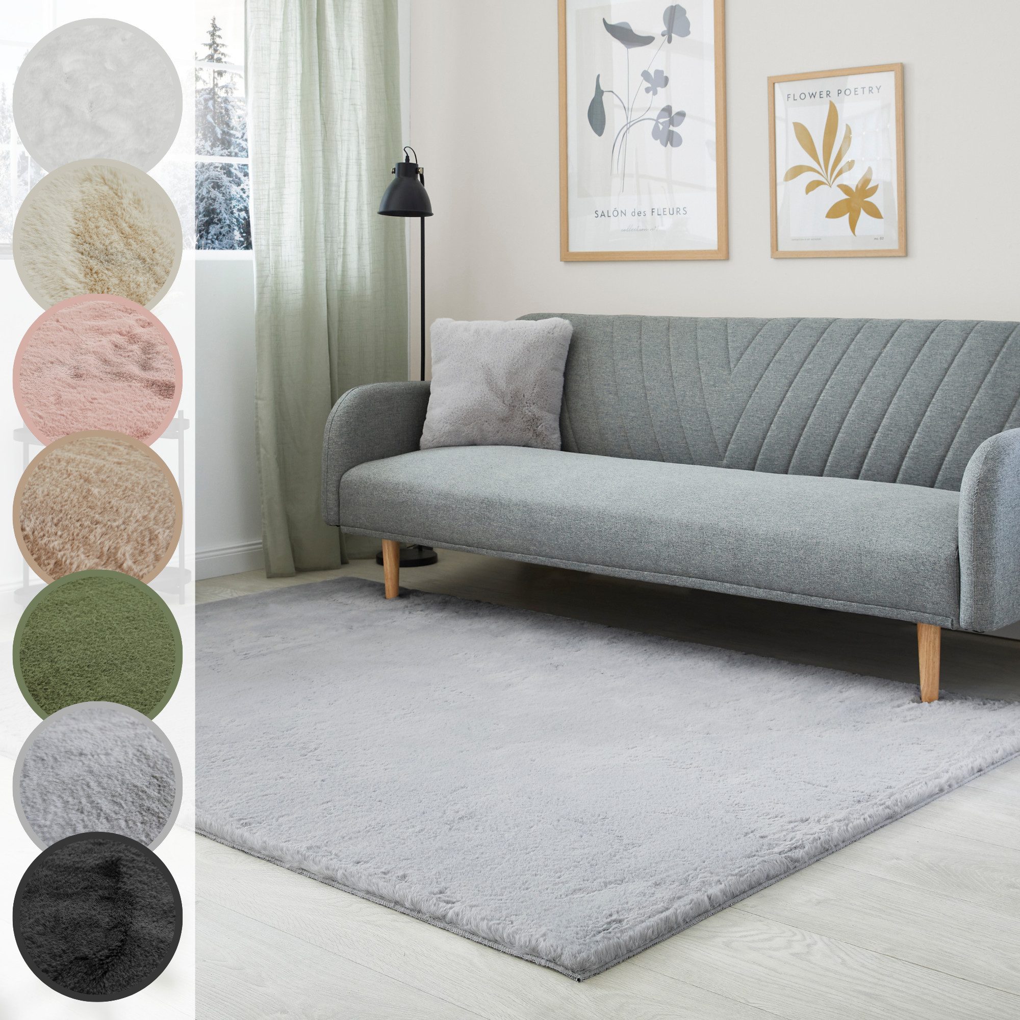 LUXOR living Vachtvloerkleed NOVARA Imitatiebont, voelt als konijnenbont, bijzonder zachte, hoge pool dieren vloerkleden maat 80 cm x 150 cm x 30 mm