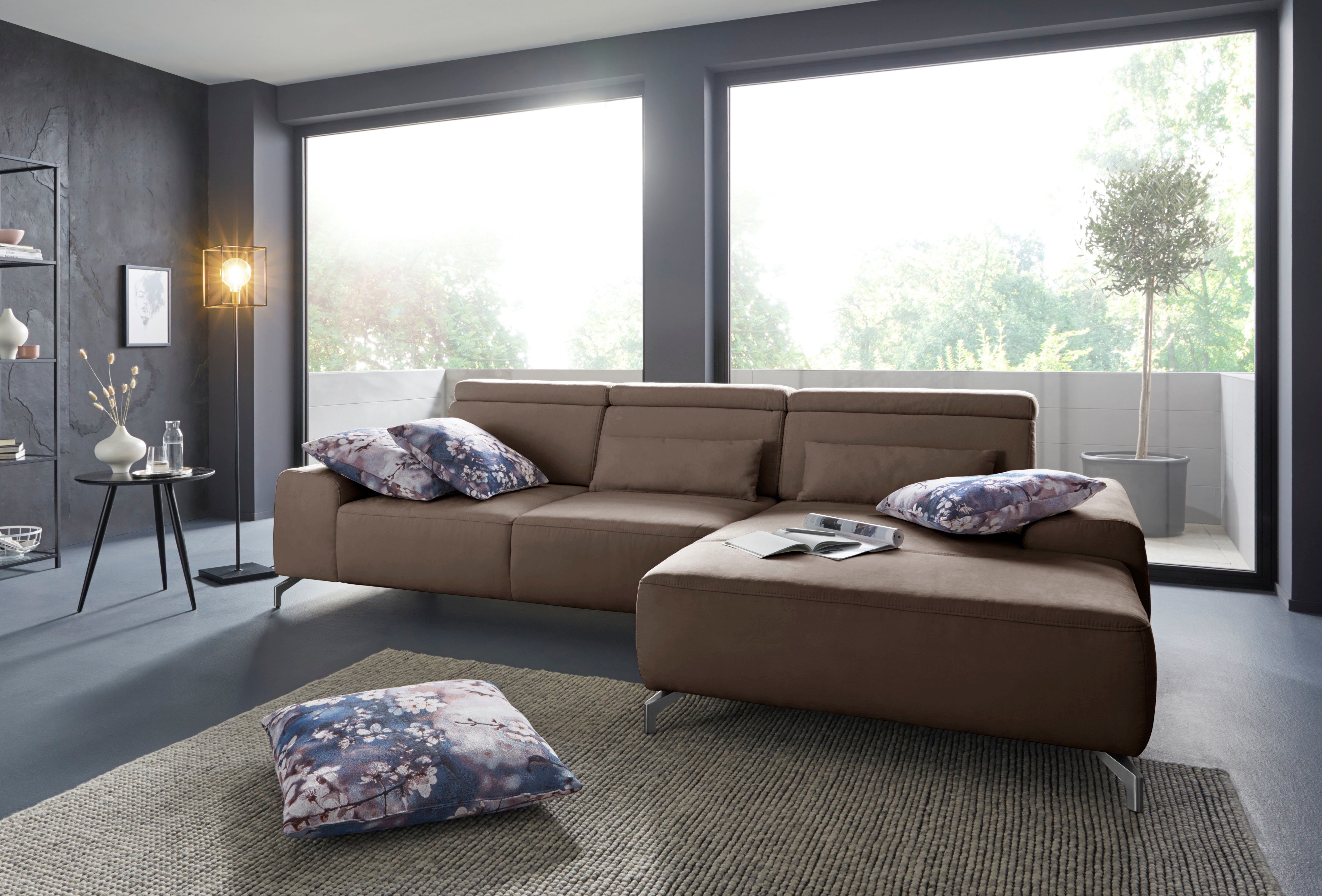 sit&more Hoekbank Gizeh L-vorm Poothoogte 12 cm, inclusief zitdiepteverstelling en verstelbare hoofdsteun