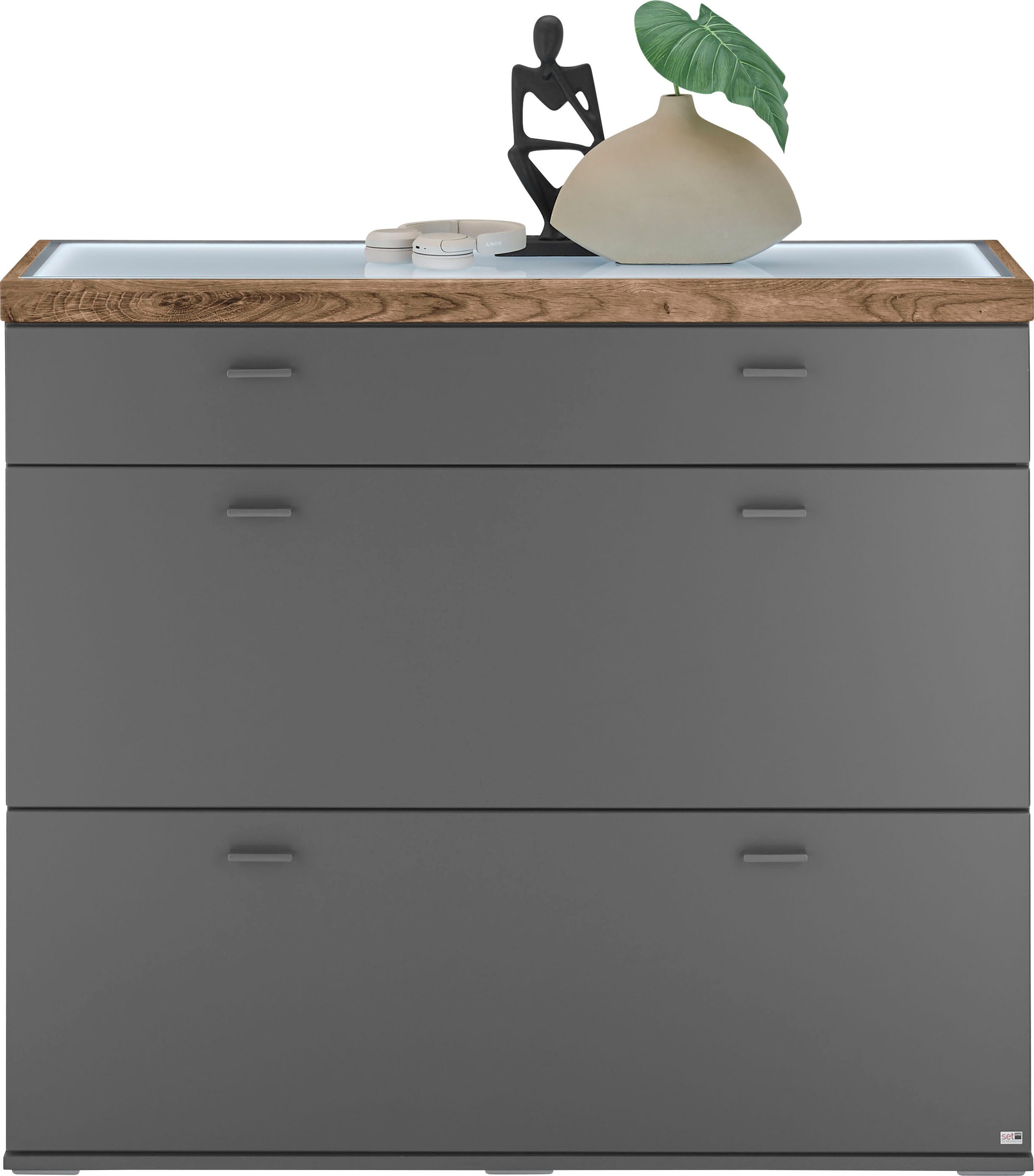 set one by Musterring Dressoir Lancaster Dielen inclusief led-verlichting, met deuren en lades, breedte 121 cm