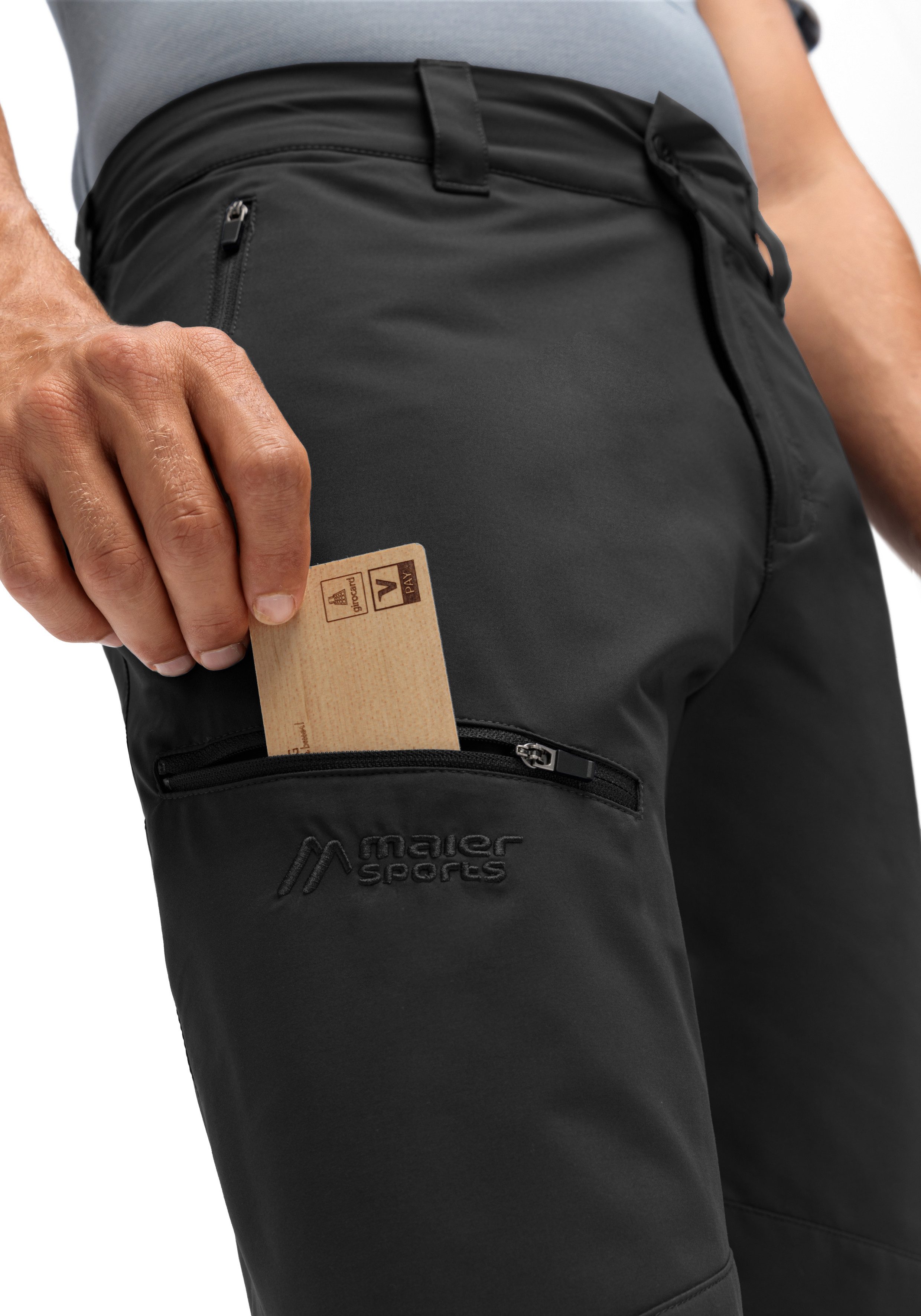 Maier Sports Outdoorbroek Nil Loop Heren wandelbroek, functionele broek met zakken + riem, regular fit