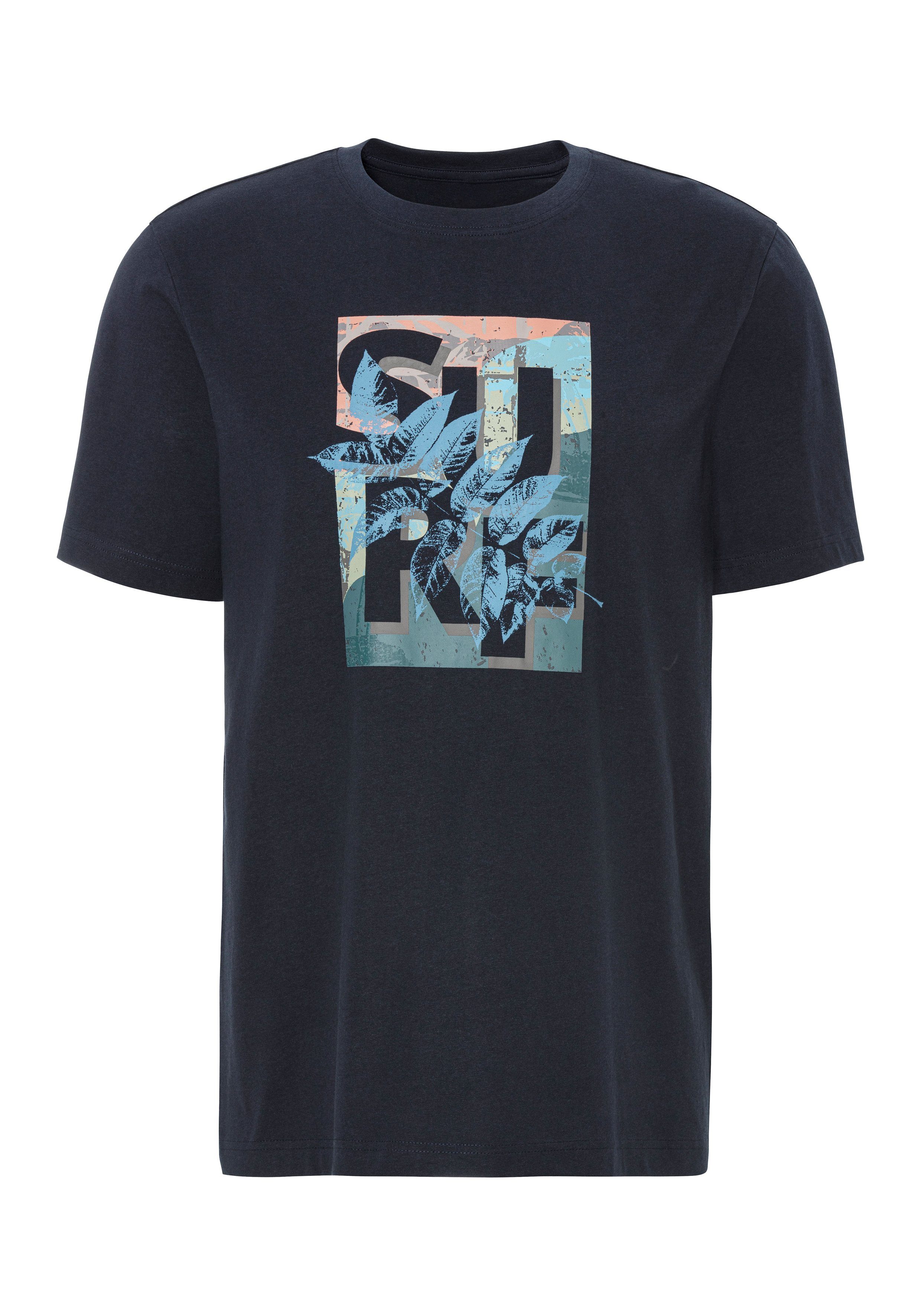 John Devin T-shirt Ronde hals shirt met surf-print van 100% katoen