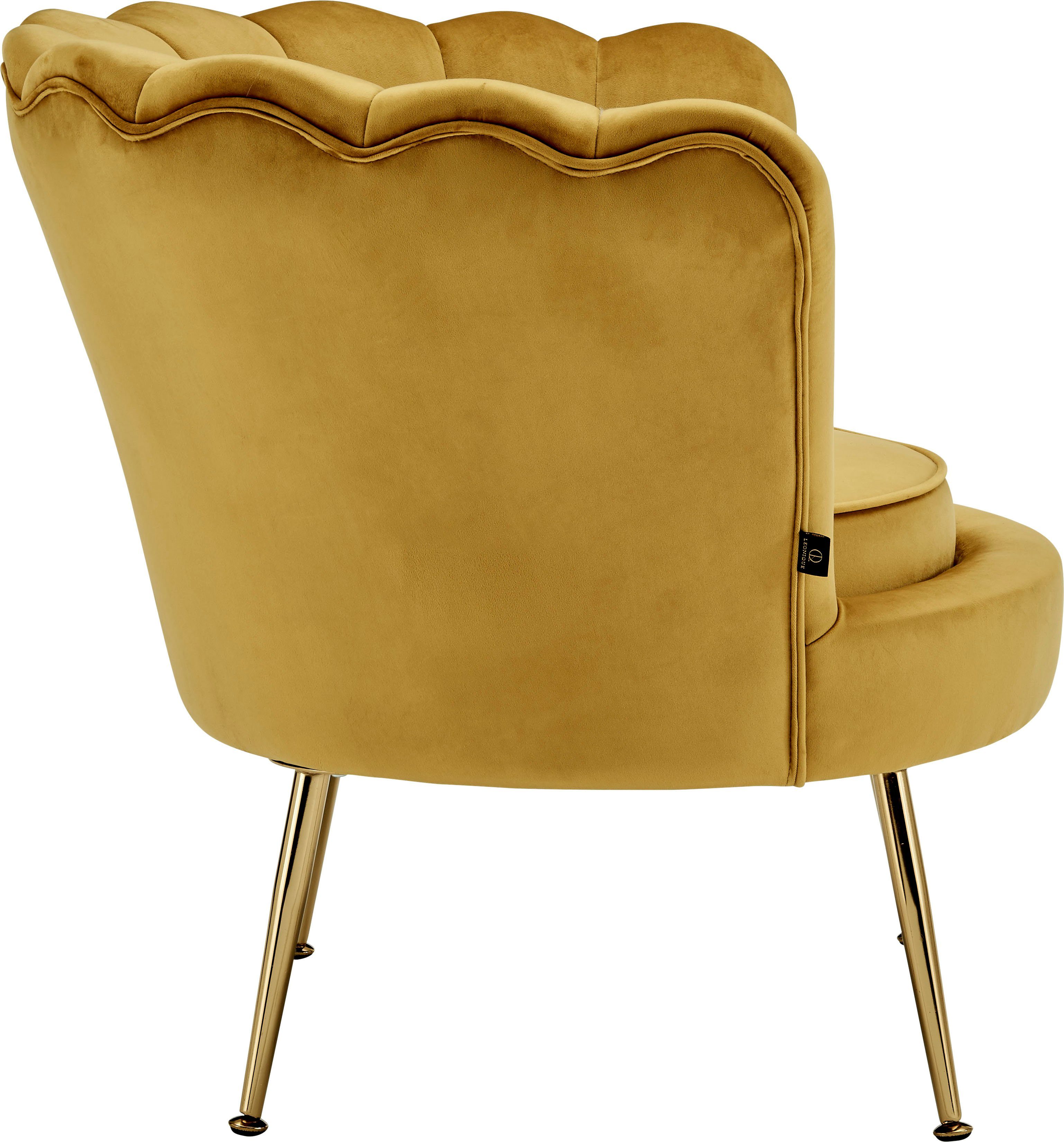 Leonique Loungestoel Kelsey met zachte fluwelen bekleding, chic metalen frame, zithoogte 43,5 cm