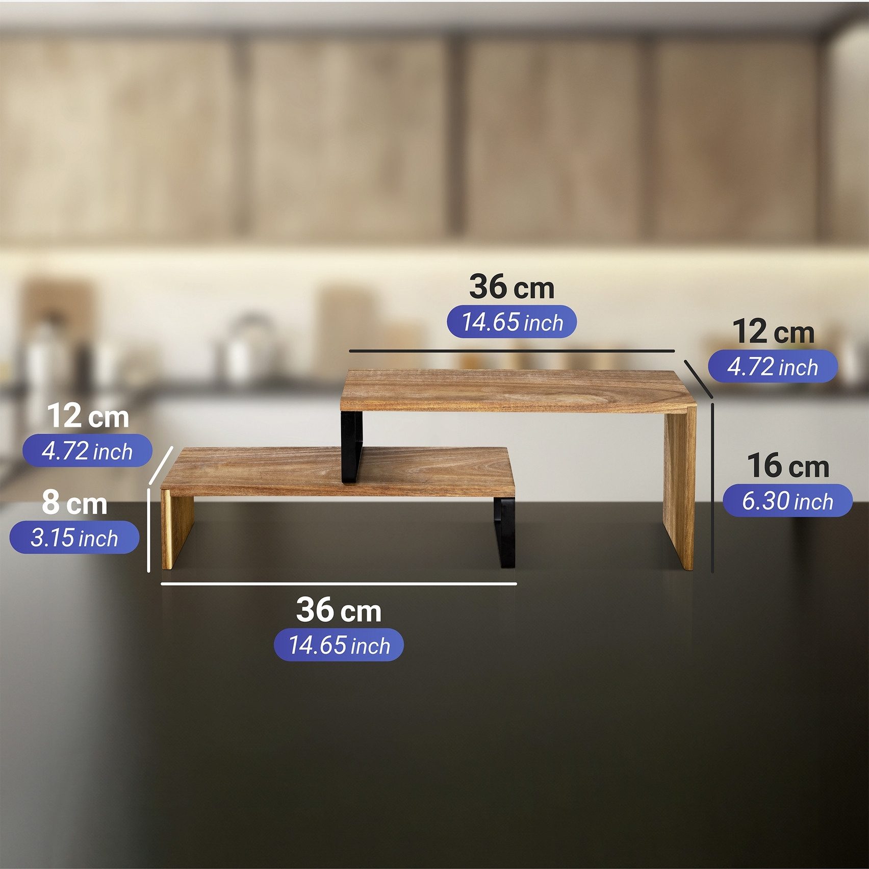 WENKO Keukenrek Model Vali Acacia (2 stuks)