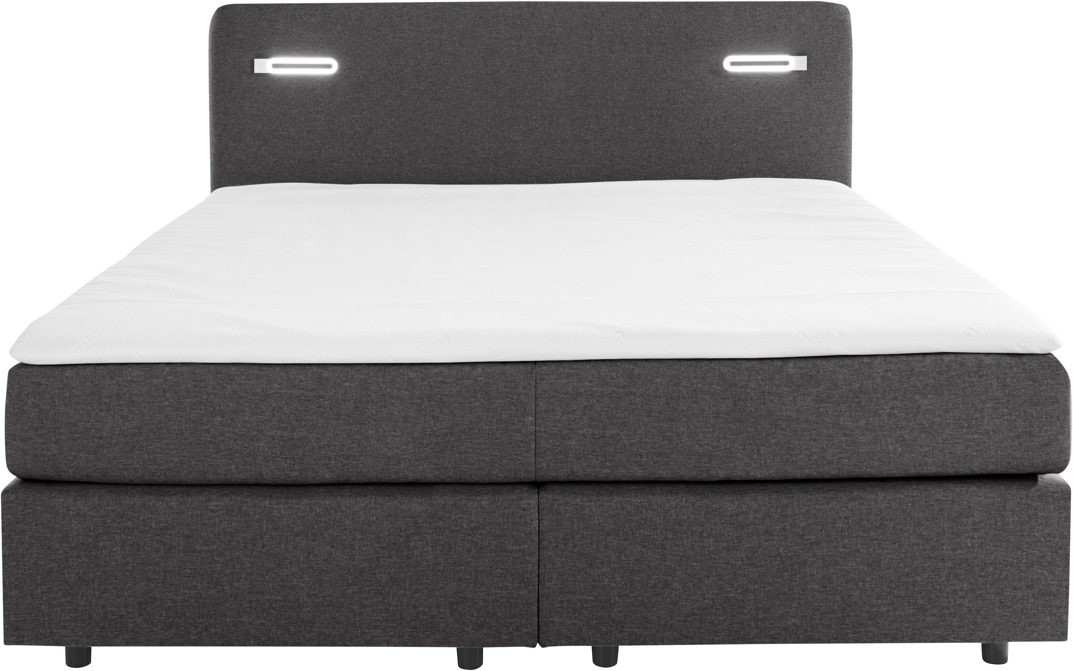 INOSIGN Boxspring Luan Laden, ledverlichting en topmatras, in breedte 120 cm en 180 cm